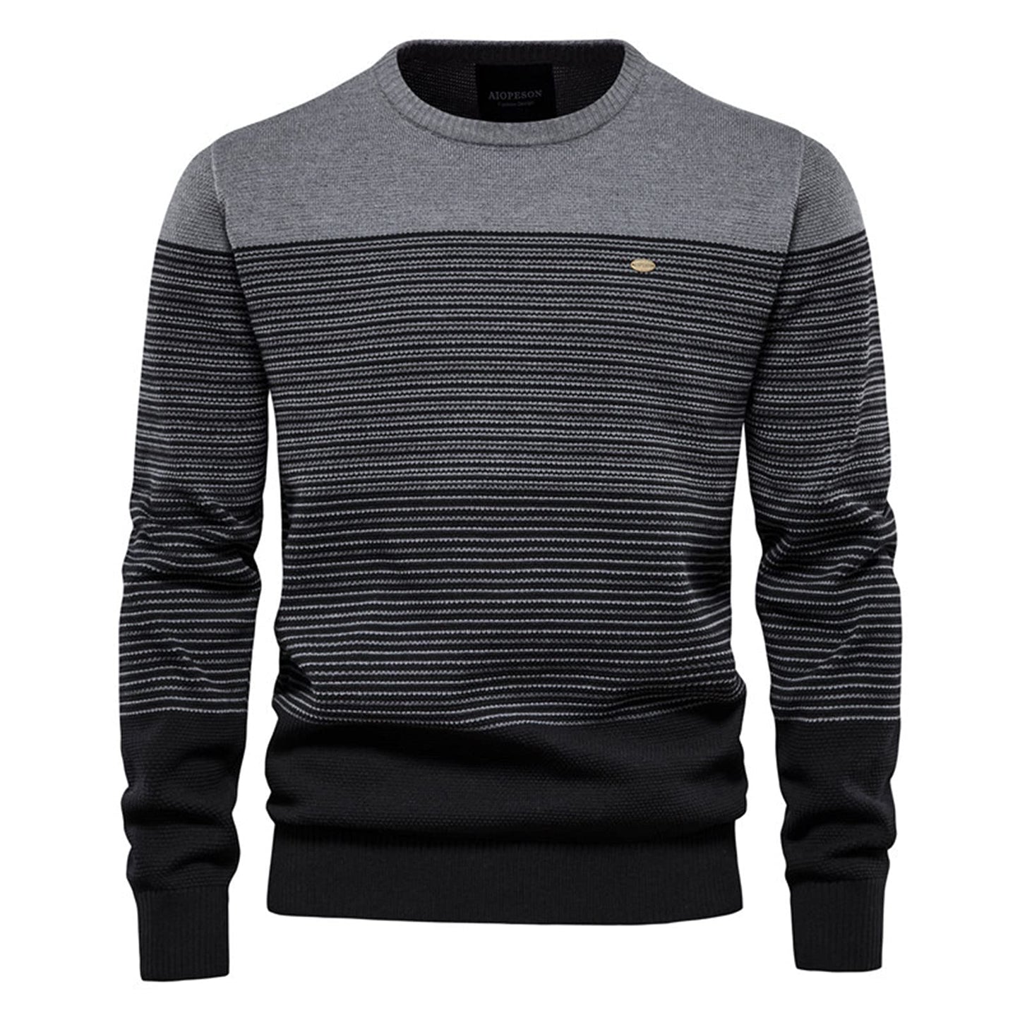 SSBZYES Men’s Striped Contrast Sweater – Slim Fit Crewneck Pullover