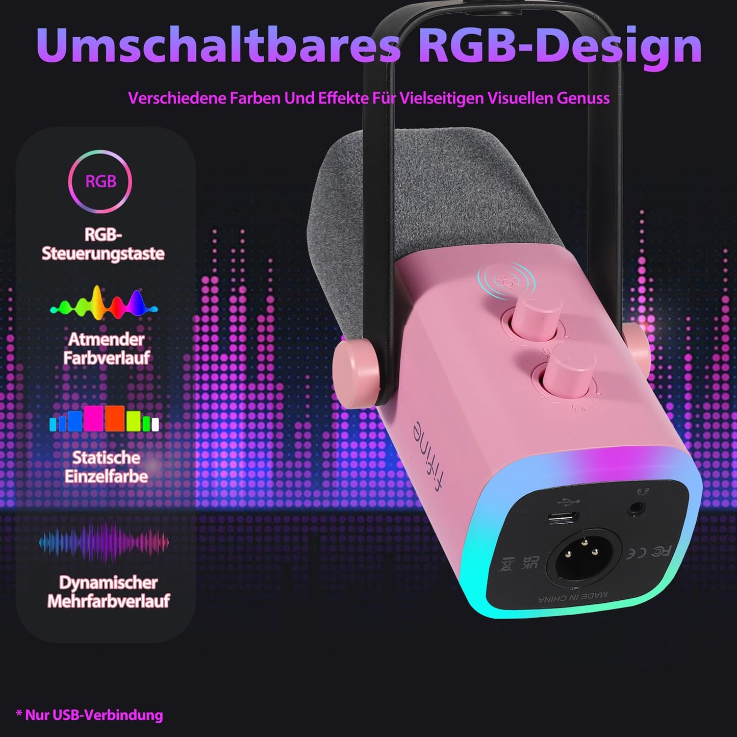 FIFINE XLR Streaming Microphone for Podcast Studio, USB Dynamic Microphone Gaming PC with Mute Button, for PS4/5 Mac Mixer Sound Cards