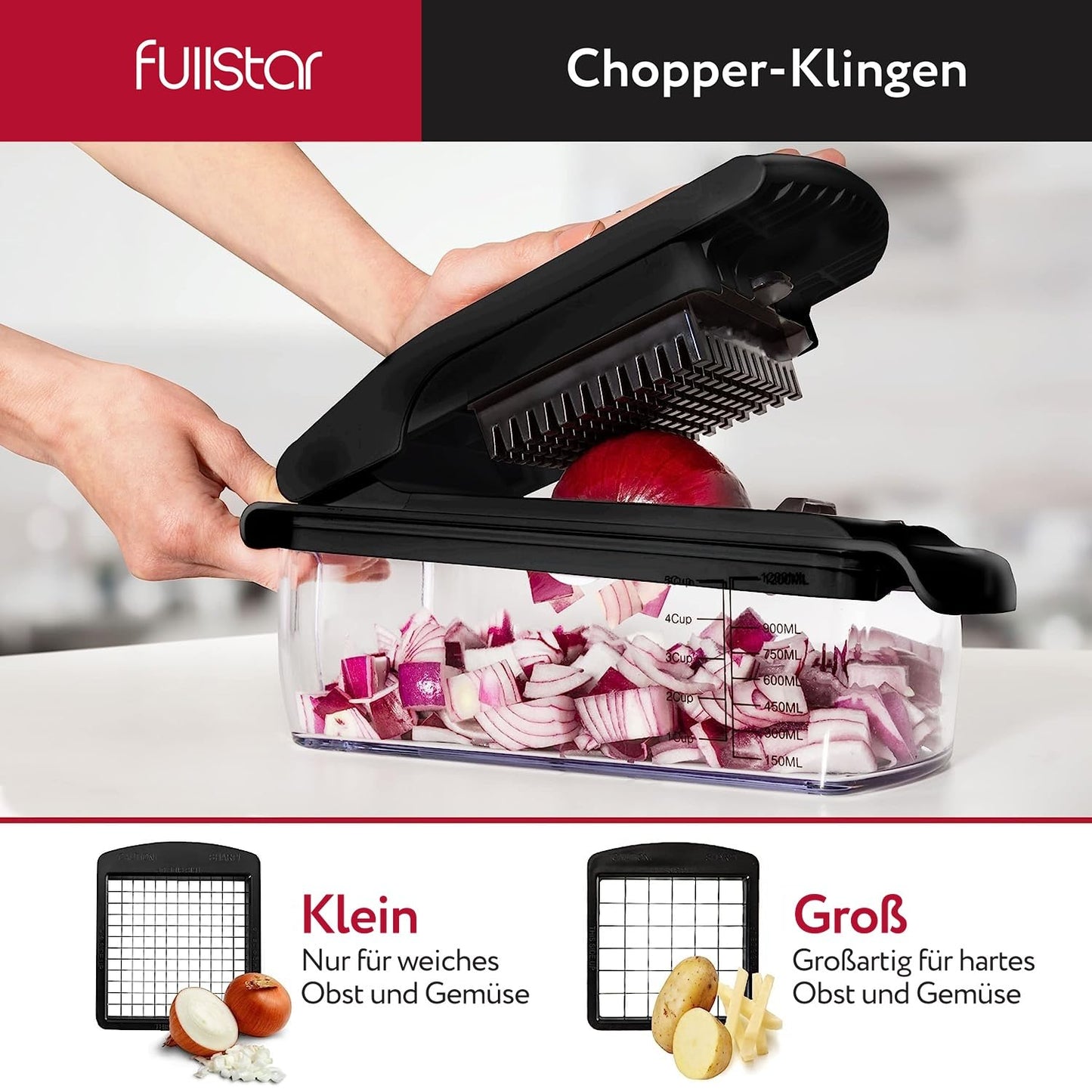 Gemüseschneider Spiralschneider Gemüsehobel - Gemüse Schneider Zwiebelschneider Kartoffelschneider Obstschneider - Vegetable Chopper Cutter Dicer (4-in-1 - Weiß)