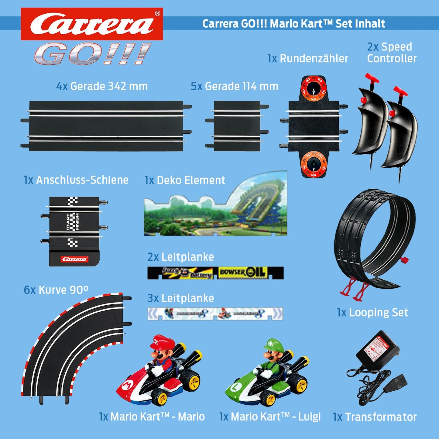 Carrera - 20062492 - Carrera 20062492 Nintendo Mario Kart 8, Mehrfarbig, 58 x 10 x 40 cm