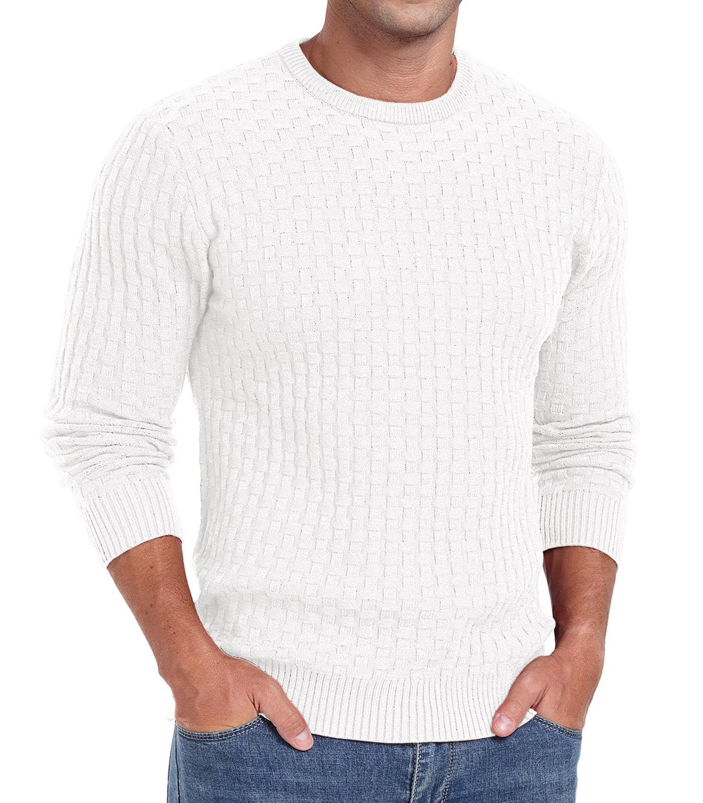 Sailwind Men’s Crew Neck Waffle Knit Sweater