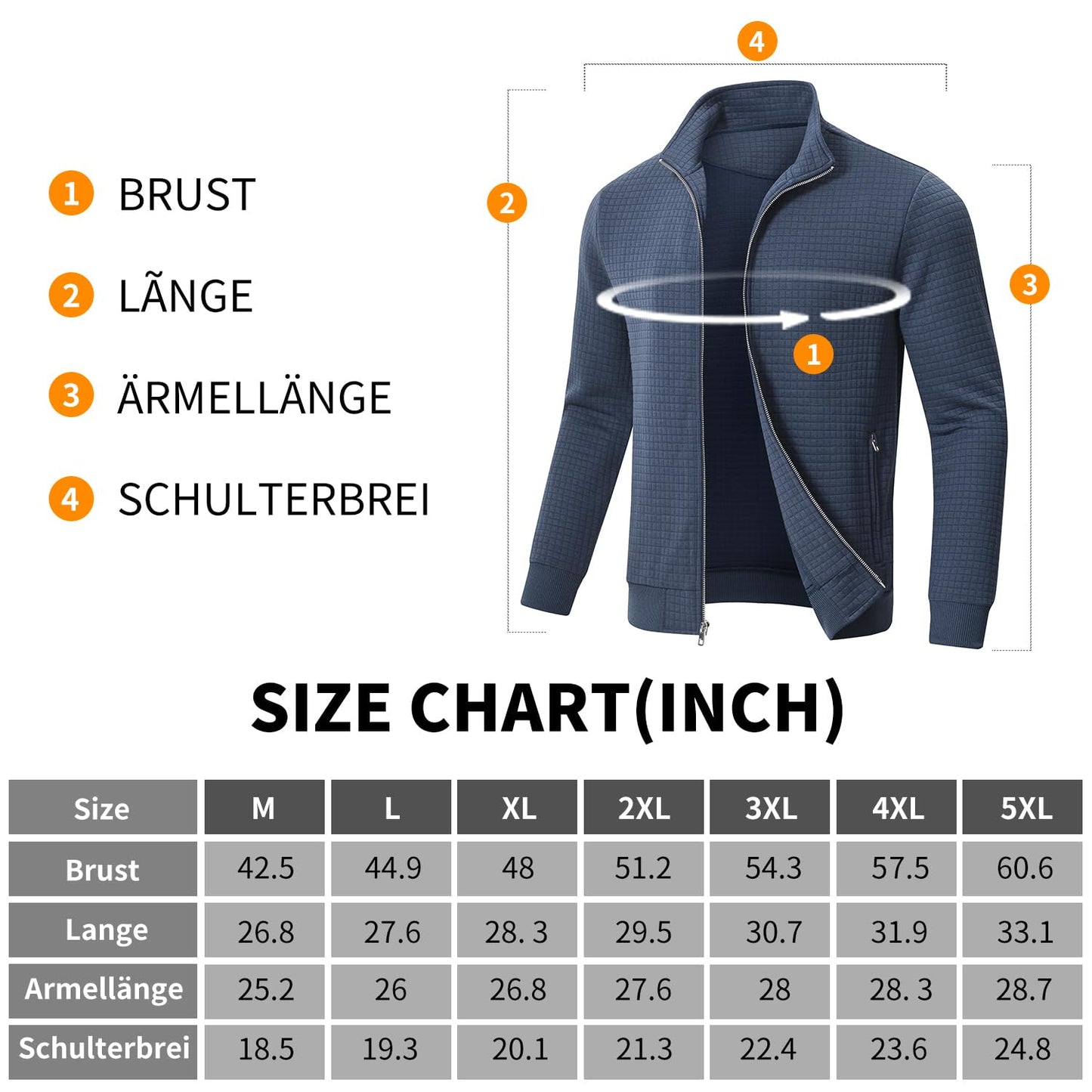 Men’s Transitional Jacket – Lightweight Winter Jacquard Coat with Zipper Pocket