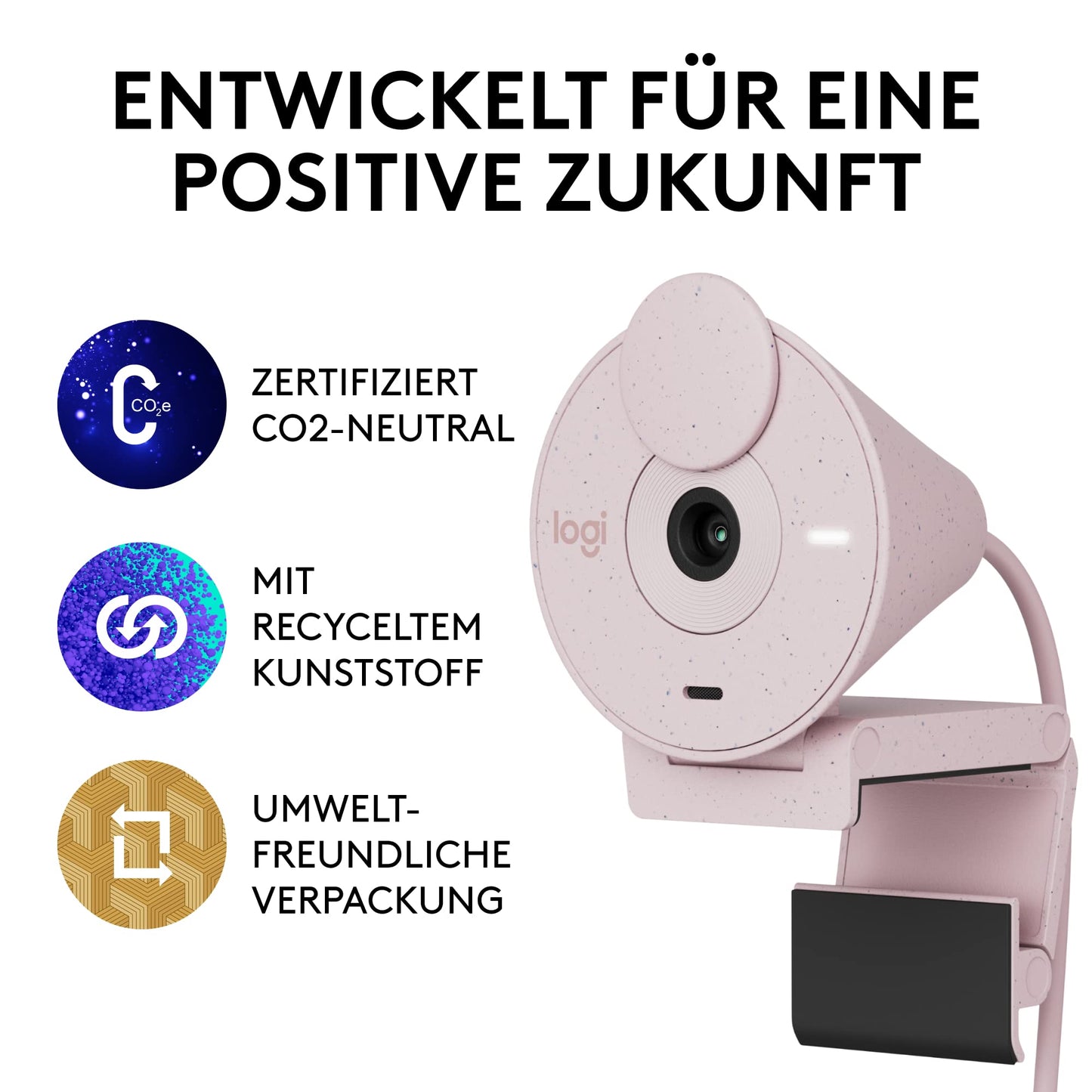Logitech Brio 300 Full HD-Webcam mit Sichtschutz, Mikrofon mit Rauschunterdrückung, USB-C, Zertifiziert für Zoom, Microsoft Teams, Google Meet, Streaming, Automatische Lichtkorrektur - Graphit