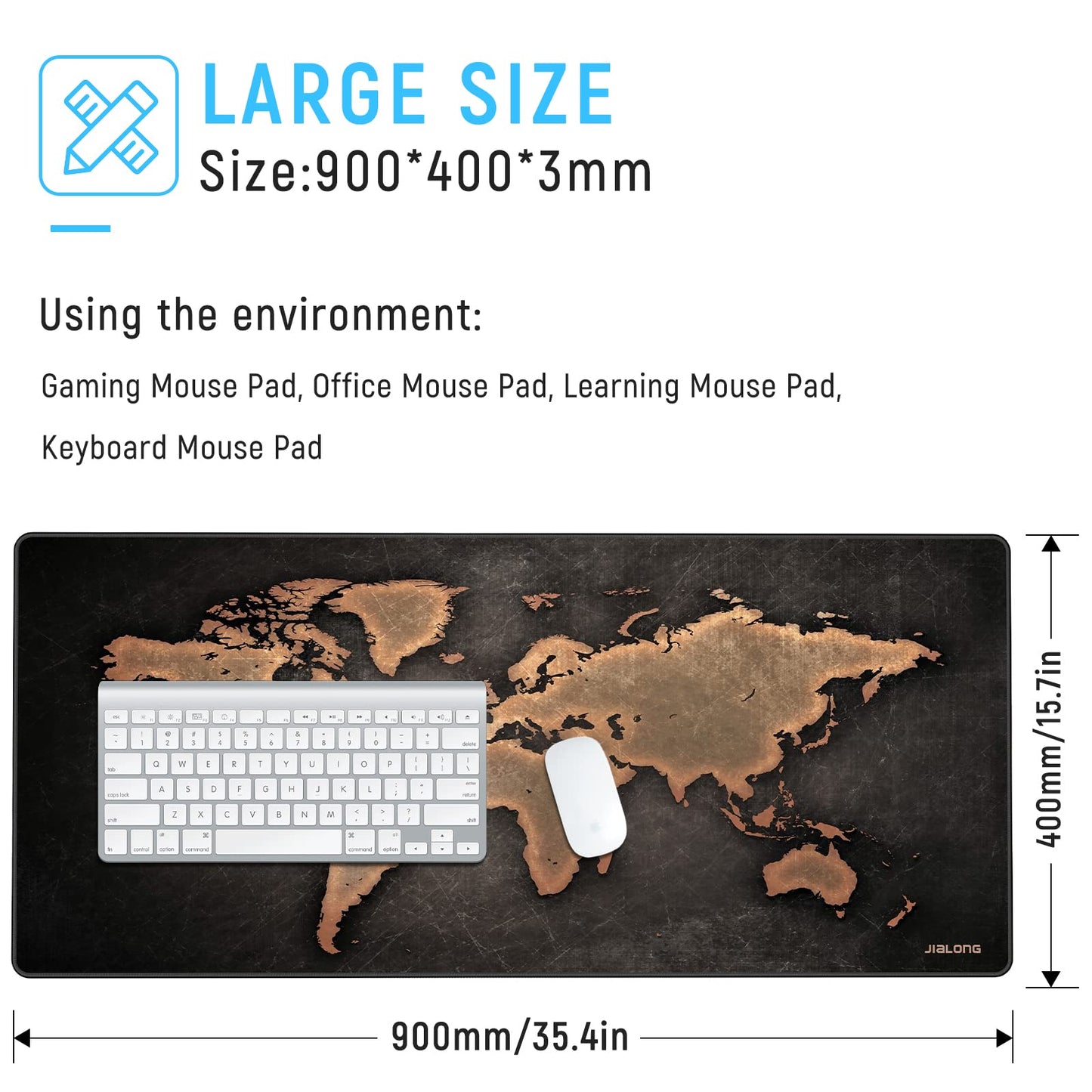 JIALONG Großes Mauspad mit Excel Tastaturkürzeln für Office, multifunktional, komfortabel Gaming Mousepad, Anti Rutsch Schreibtischunterlage für Büro und Zuhause 900x400mm