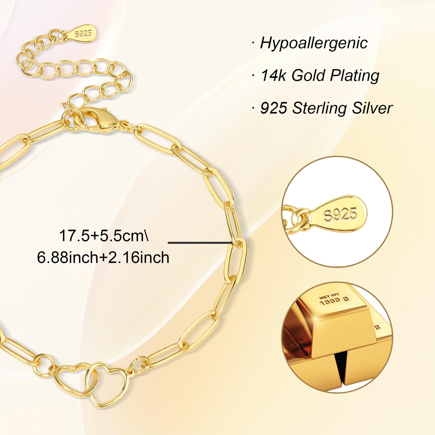 ASH'S CHOICE Double Heart Chain Bracelet