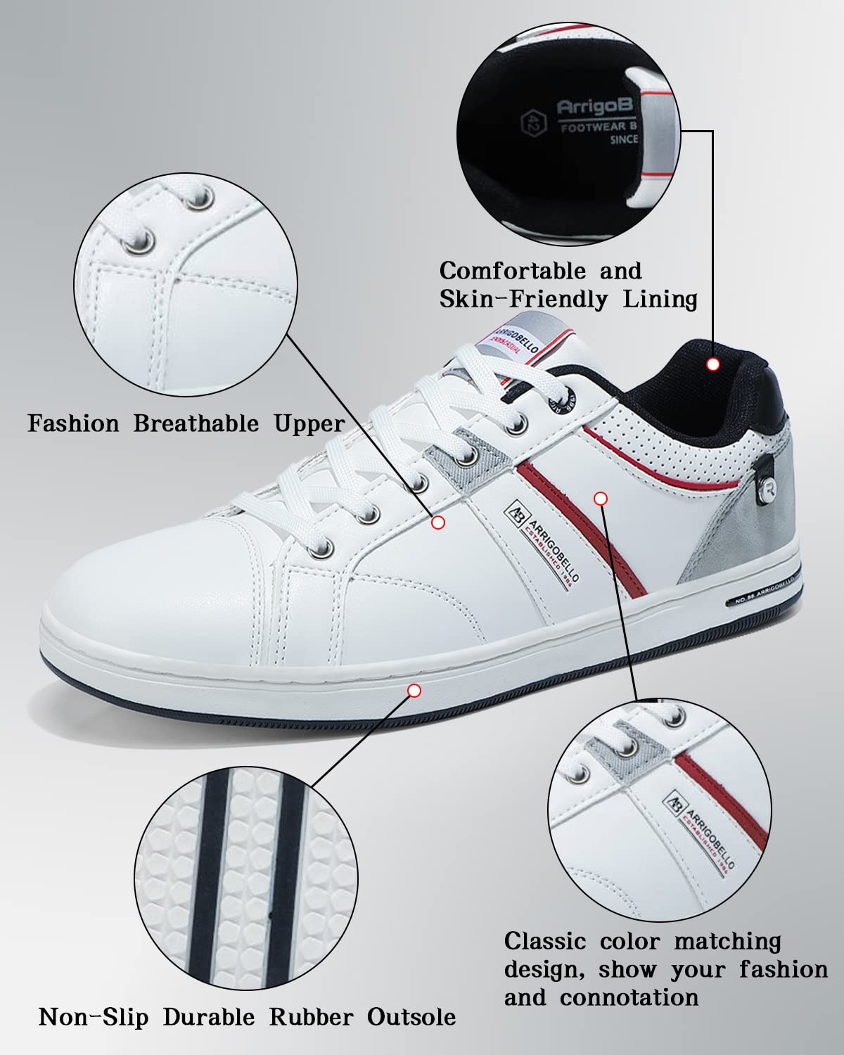 Men’s Casual Leather Sneakers – Lightweight Outdoor Trainers for Walking & Hiking