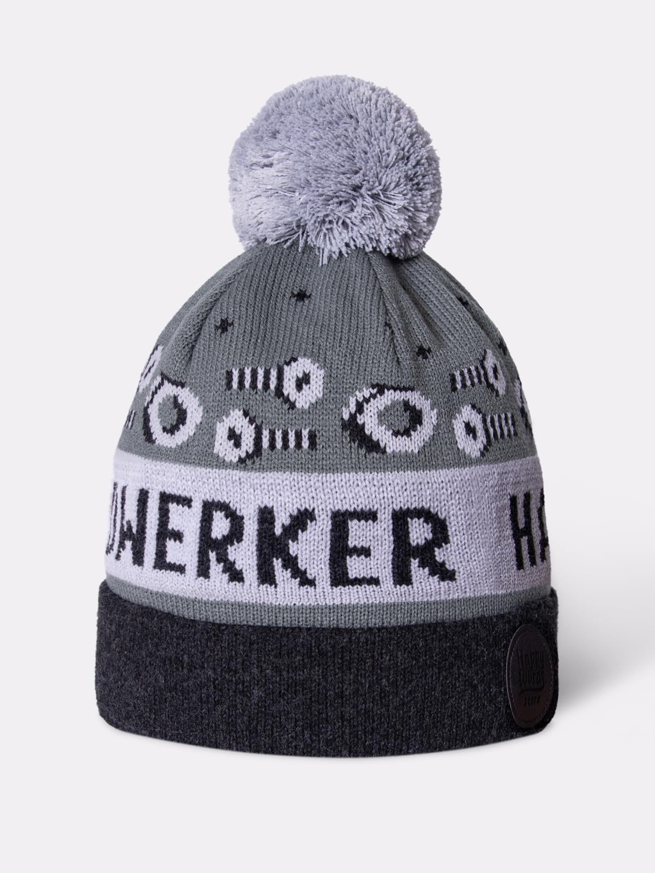Happy Words Hats, Hats & Caps for Men and Women - Men's Hat with Bobble - Warm Winter Hat with Colourful Pattern - Knitted Hat Made of Acrylic Fabric - Gifts for Women and Men
