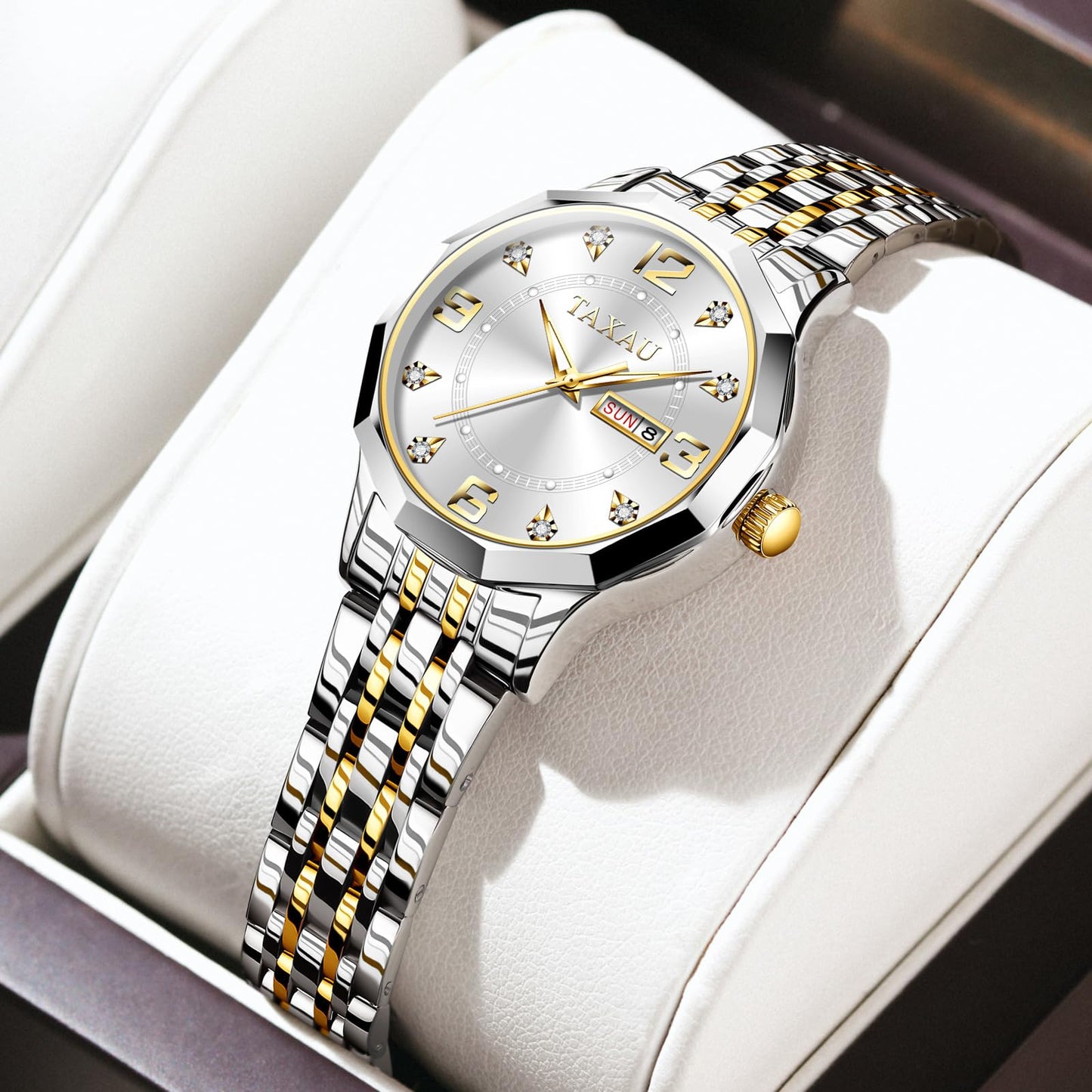 Taxau Uhr Frauen Luxus Edelstahl Uhren Frauen Kleid für Frauen wasserdichte Analog Quarz Damenuhren Klassische Reloj para Mujer