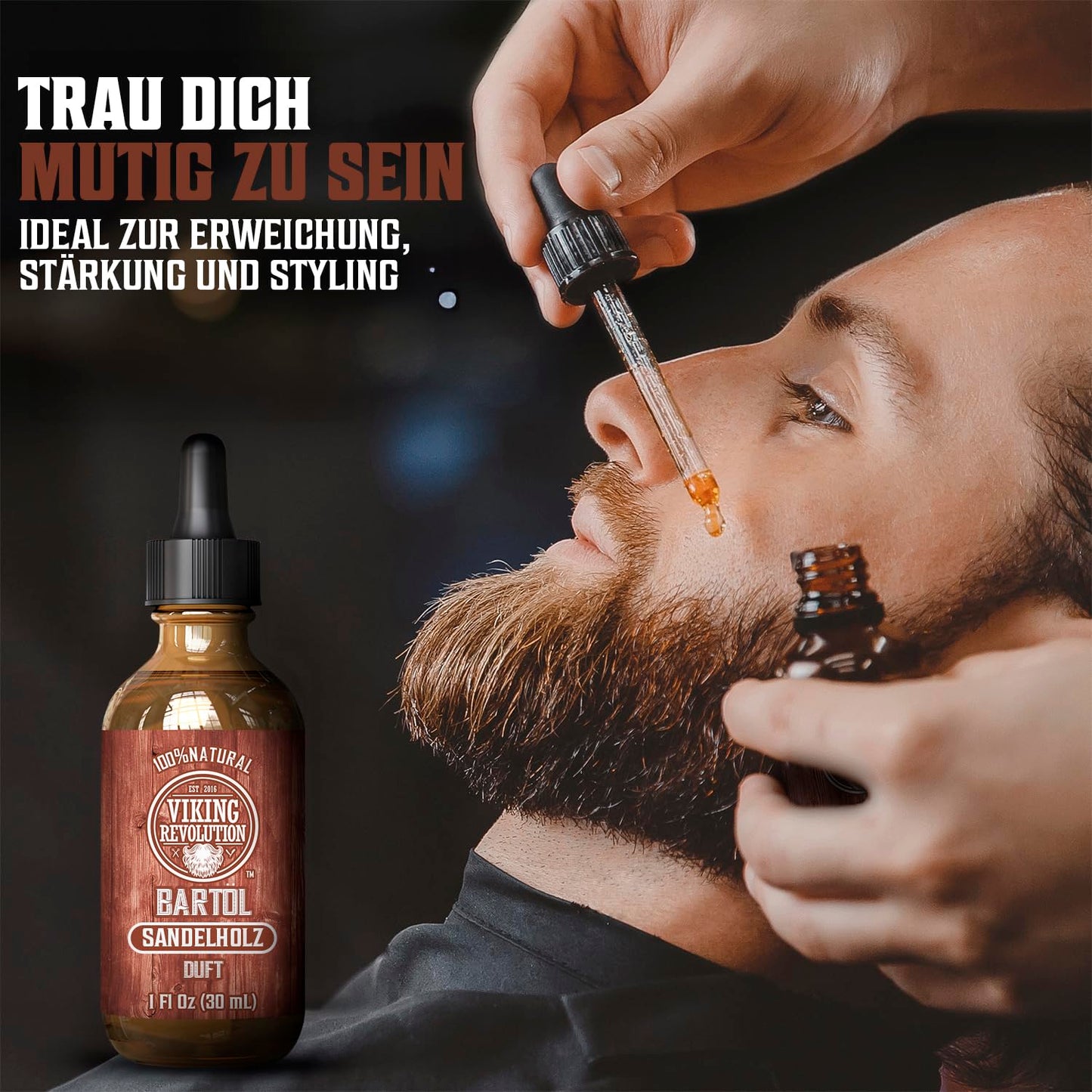 Viking Revolution - Bartöl - Macht Weich, Schützt und Stärkt - Natürliches Argan- und Jojobaöl - Bartöl Herren - Geschenke Für Männer - Sandelholz - 30 ml