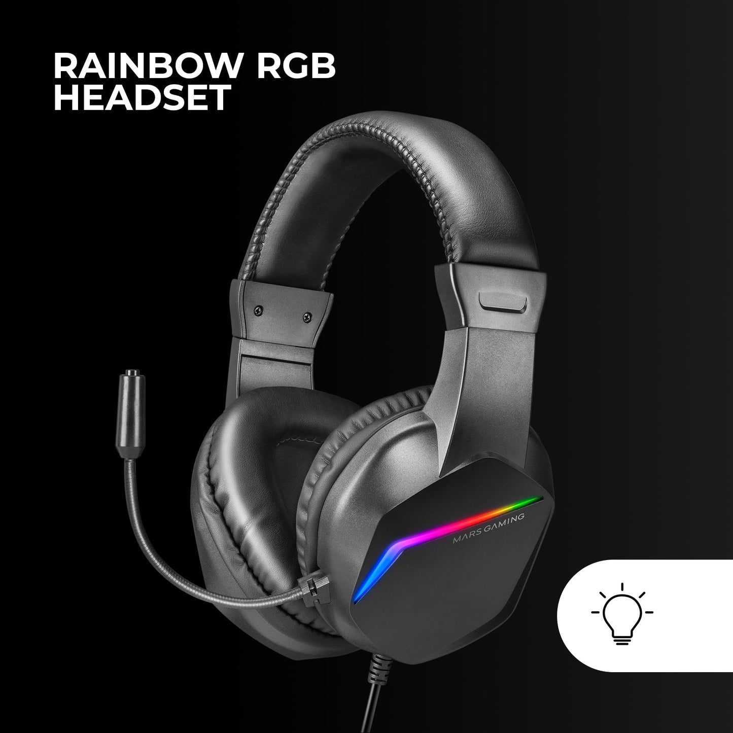 MARSGAMING MCP-RGB3, Pack Gaming Keyboard Fixed RGB + Gaming Mouse RGB Flow 3200 DPI + Headset Over-Ear RGB + XXL Mouse Pad, White, Portuguese Language