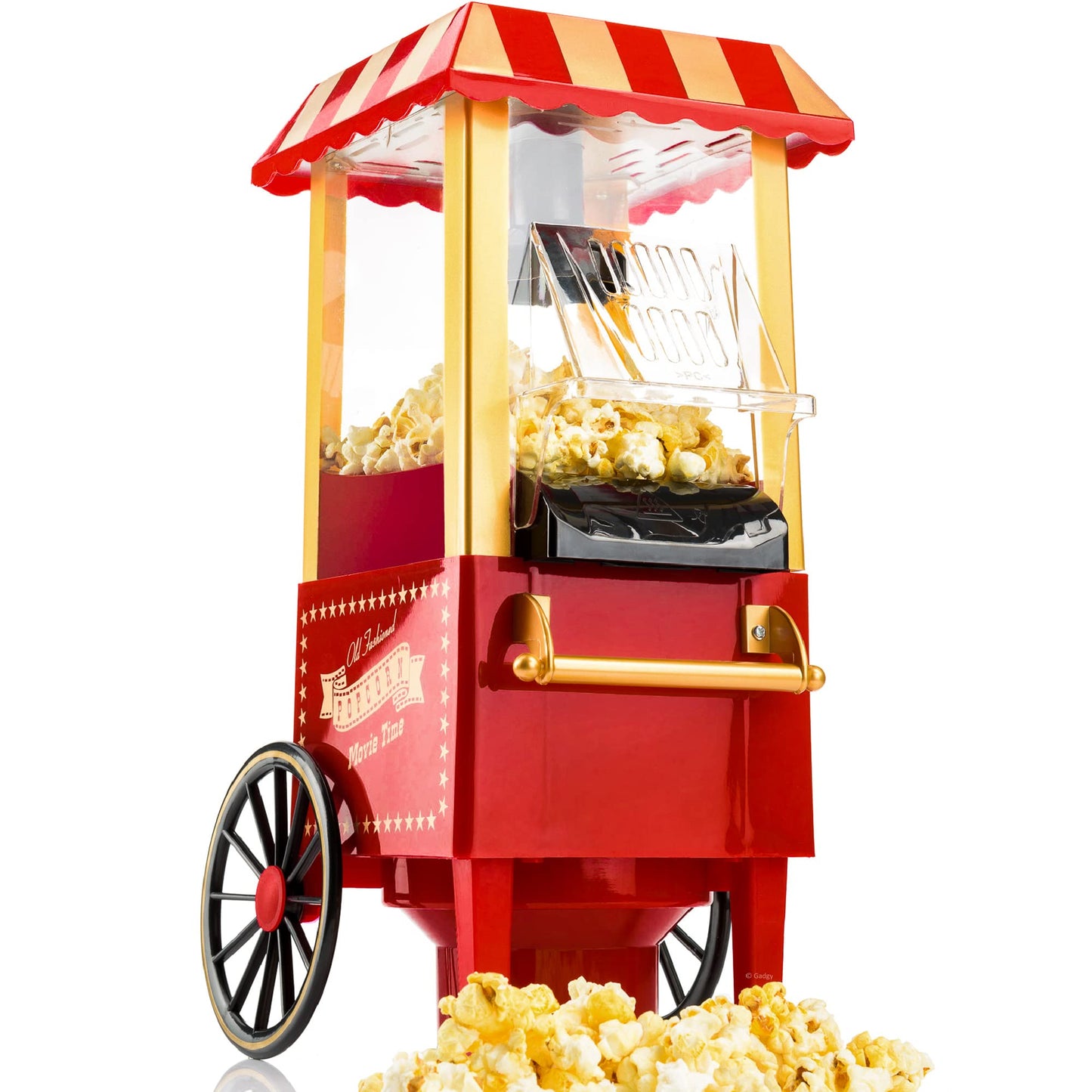 Gadgy Popcorn Maschine groß - Retro Popcorn Maker 5 L - Popcorn Maker mit Antihaftbeschichtung und abnehmbarer Heizfläche - Popkorn Maschine rot - Popcornmaschine 800W - Popcorn machine