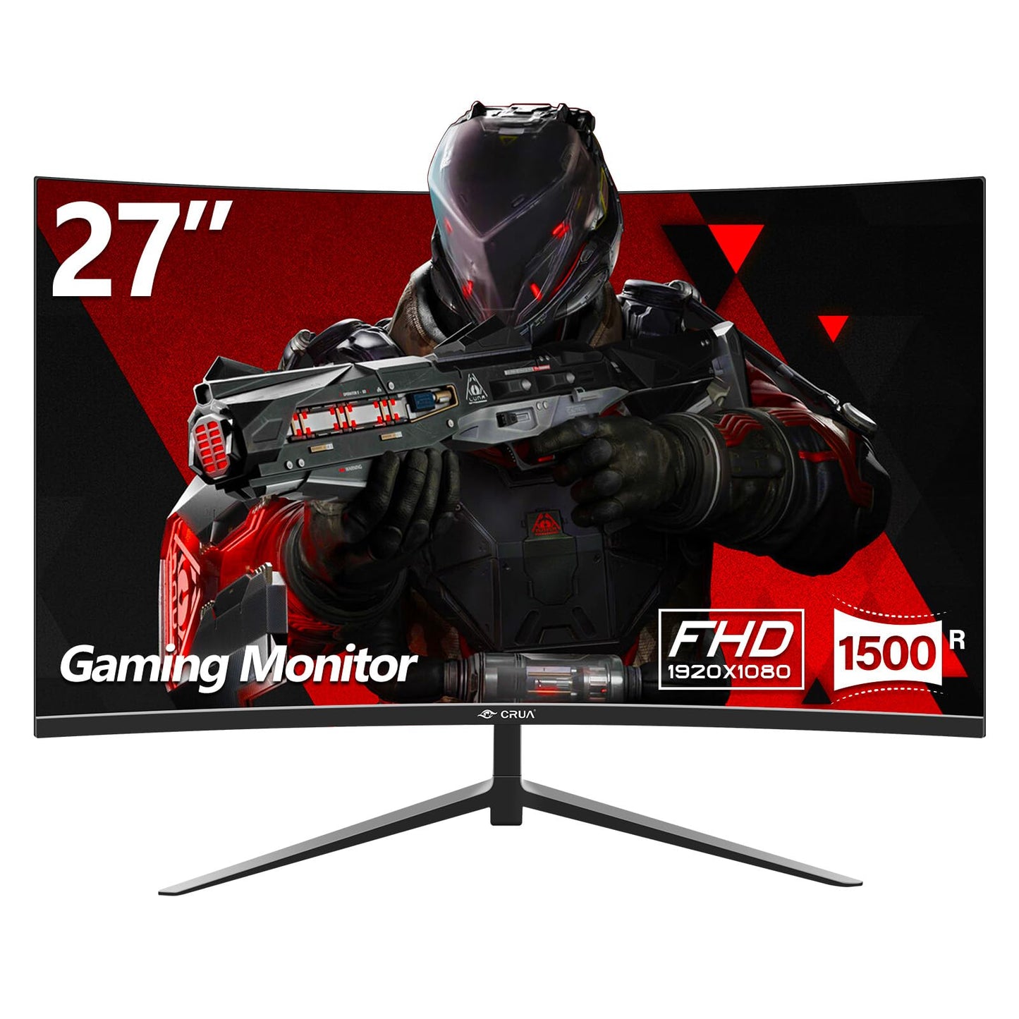 CRUA 27 Inch 200Hz Curved Gaming Monitor, FHD 1080P 1800R PC Monitor, 1ms GTG with FreeSync, Low Motion Blur, Eye Protection, VESA, DisplayPort, HDMI, Black