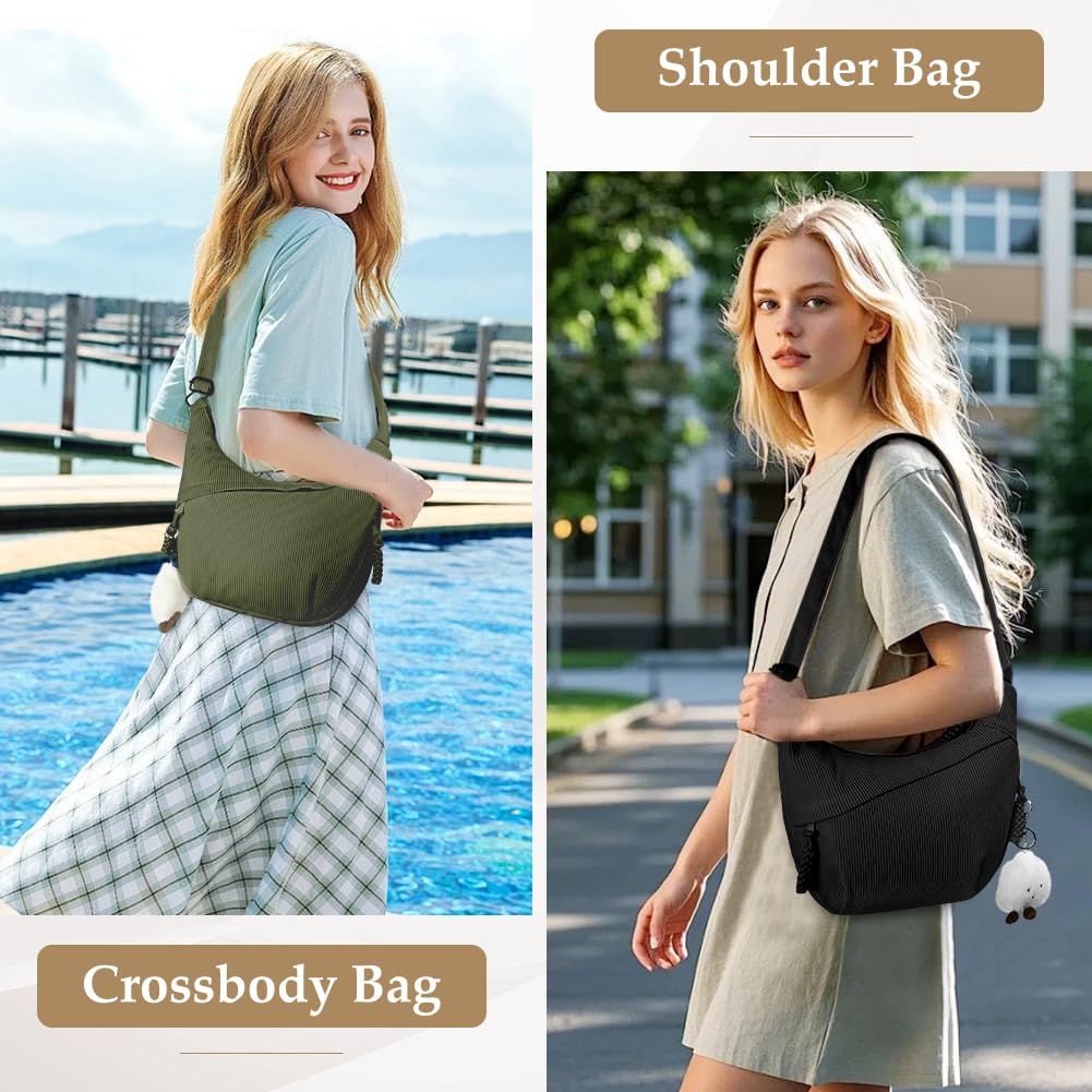 Aucuu Women’s Corduroy Halfmoon Crossbody Bag