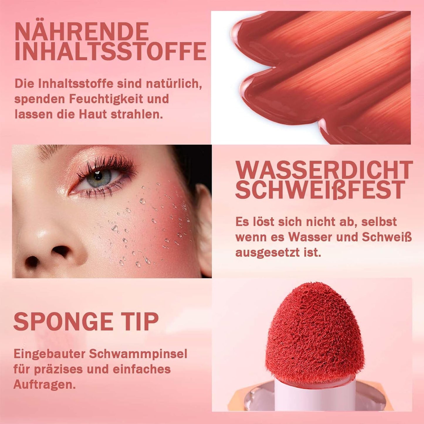 EONFAVE Blush Stick Liquid – 3-Color Waterproof Cream Blush Set