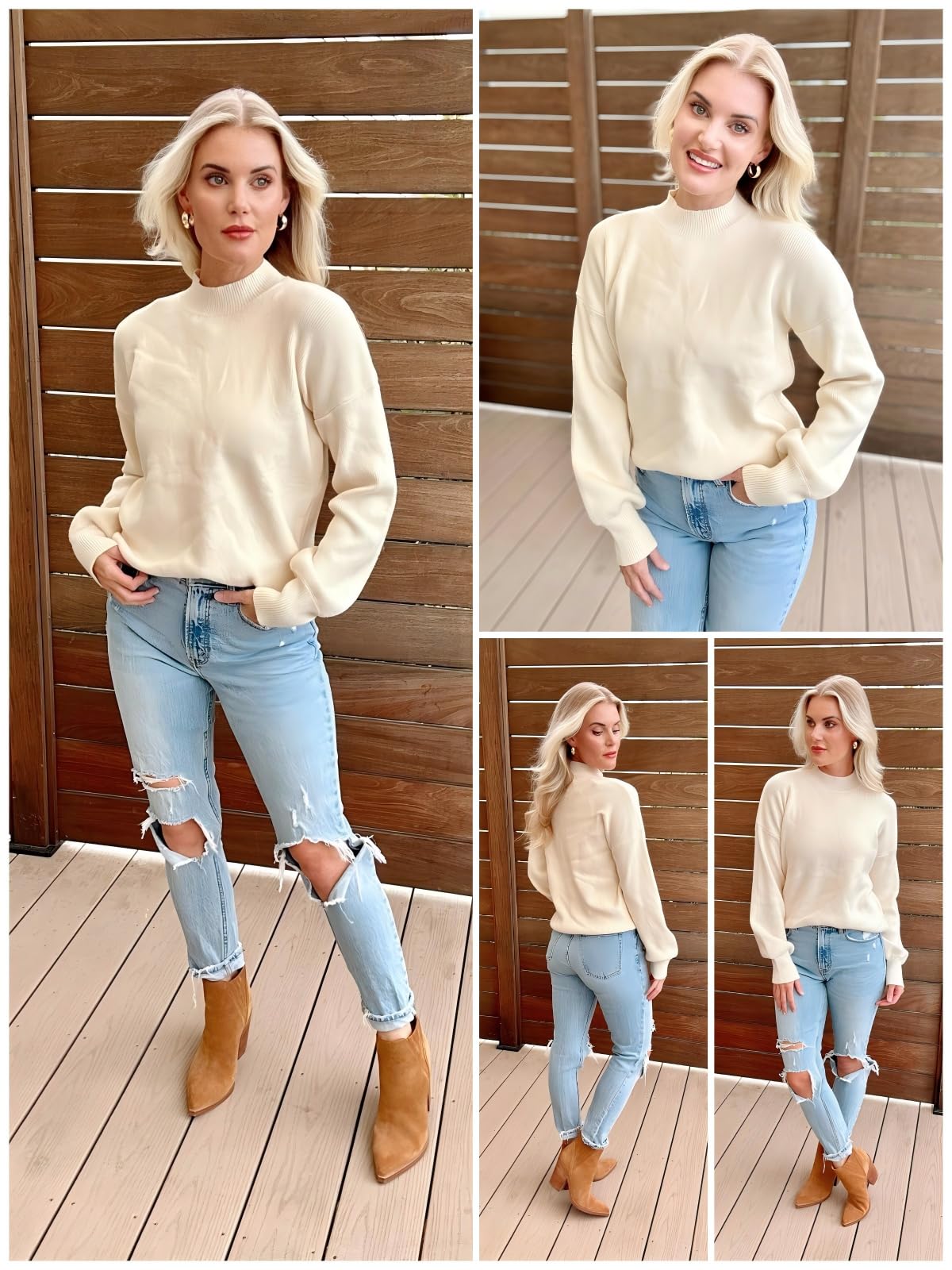 Zeagoo Women’s Puff Sleeve Knit Sweater – Cozy Loose Fit Pullover
