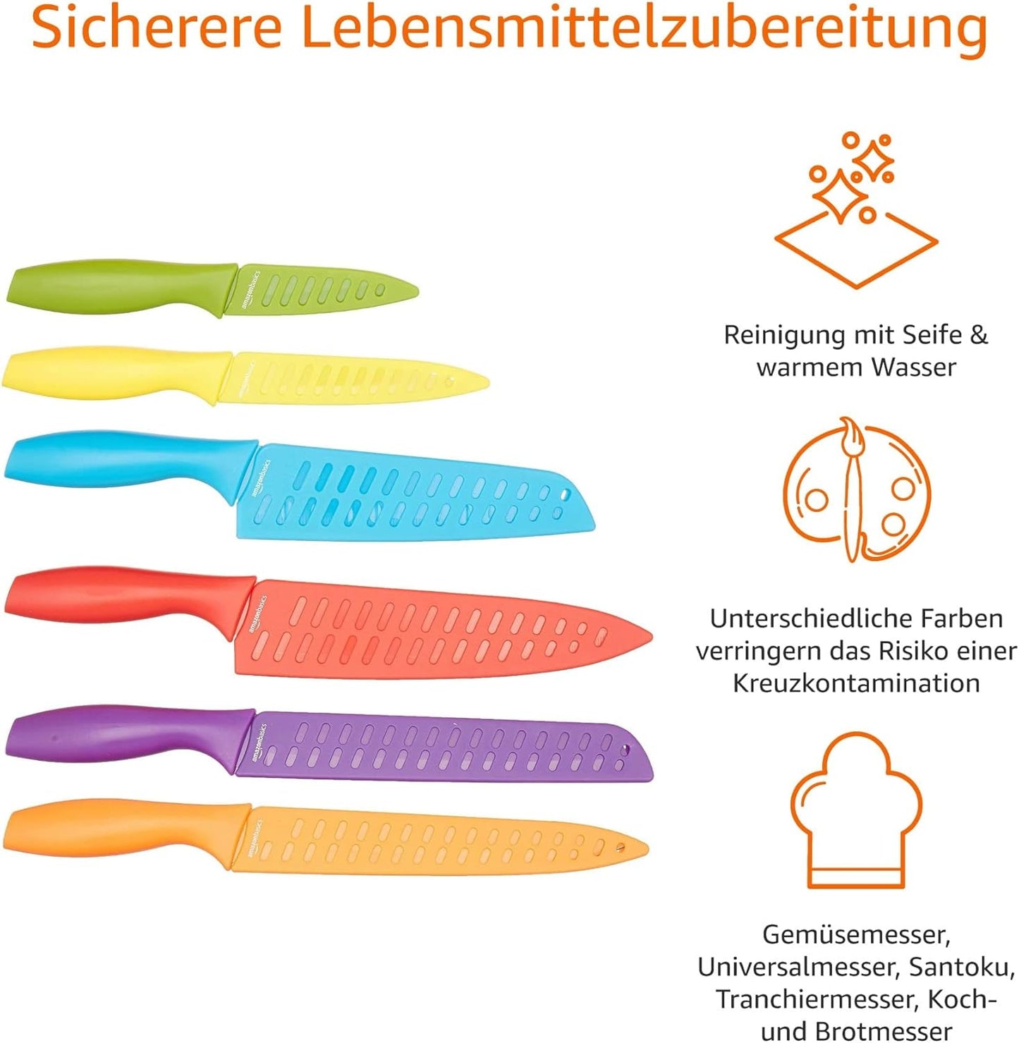 Basics Messer-Set, bunt, 12-teilig