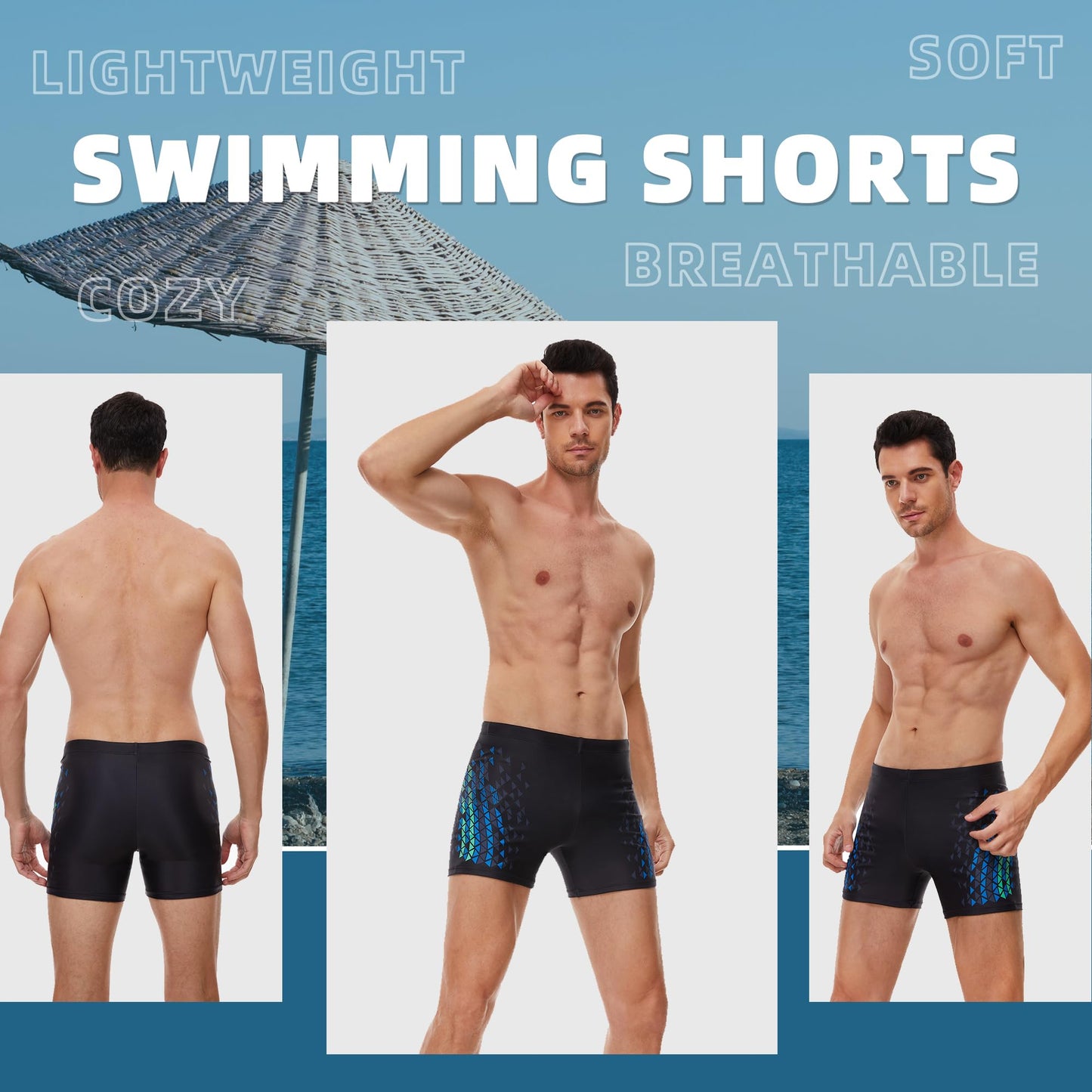 Men’s Short Swim Trunks – Quick-Dry, Hydrophobic Swim Shorts