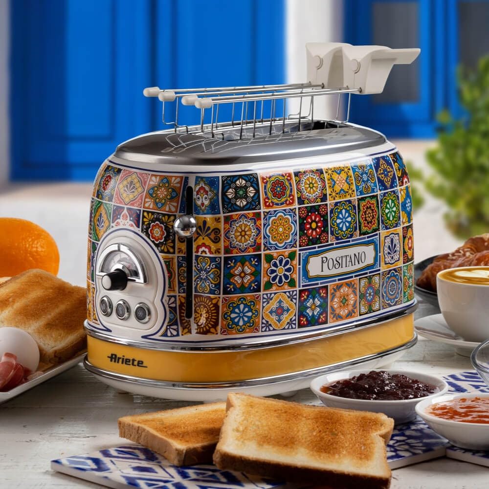 Ariete Vintage 155, 2-Scheiben-Toaster, Retro Toaster mit 6 Toaststufen, Automatischer Auswurf, Auftaufunktion, Herausnehmbares Krümelfach, Gehäuse aus Edelstahl, mit Sandwichzangen, 810W, Vert