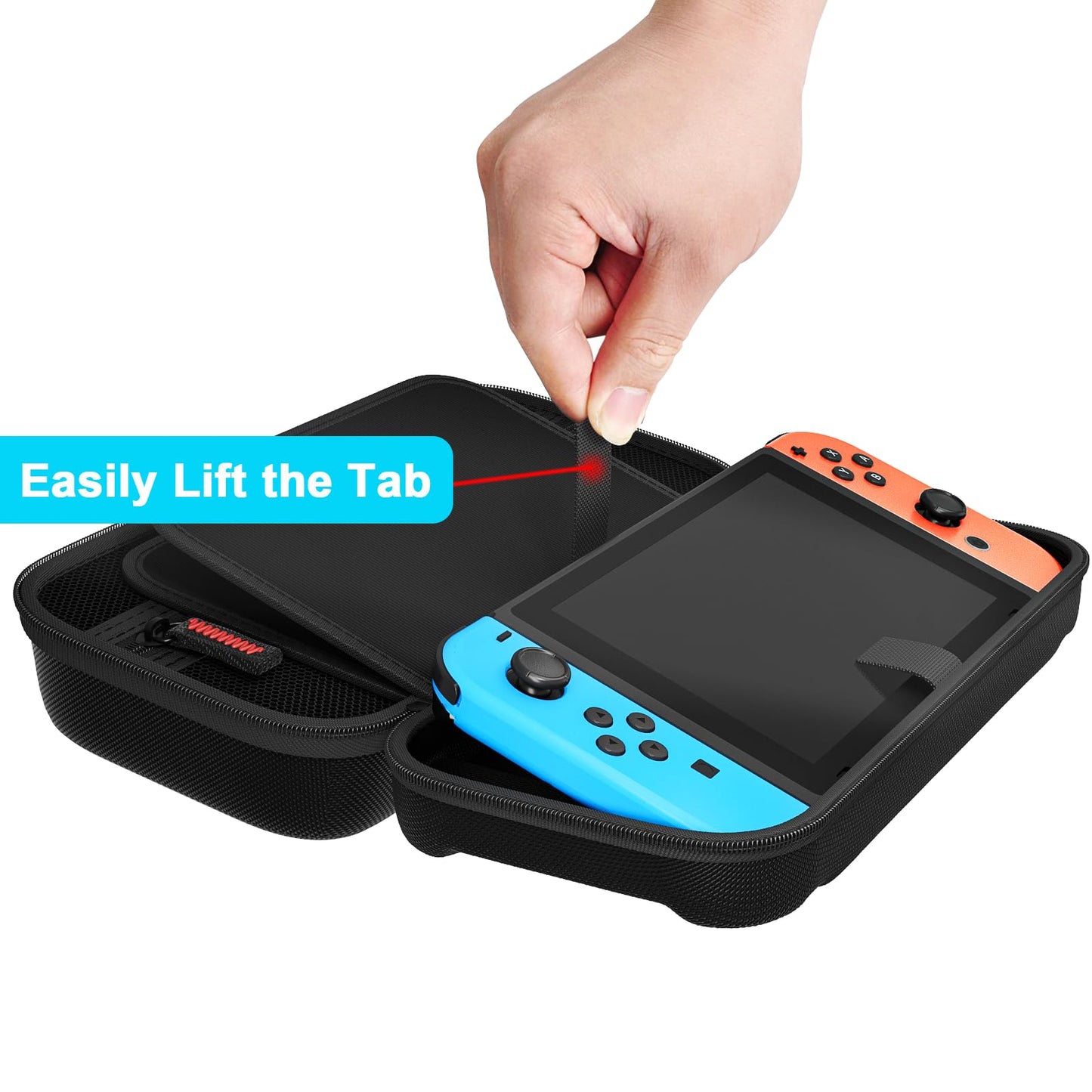daydayup Tasche Kompatibel mit Nintendo Switch und New Switch OLED, Harte Tragetasche Hülle Case für die Nintendo Switch, Schutzhülle mit Aufbewahrung für 20 Spiele, Konsole & Zubehör - Schwarz
