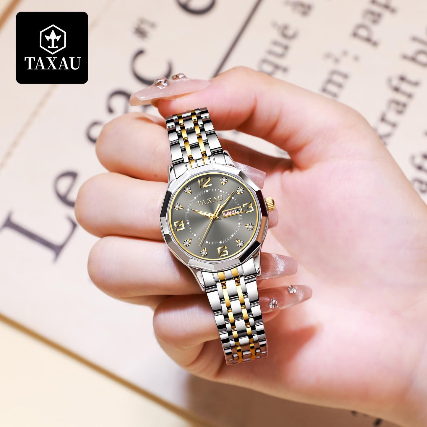 Taxau Uhr Frauen Luxus Edelstahl Uhren Frauen Kleid für Frauen wasserdichte Analog Quarz Damenuhren Klassische Reloj para Mujer