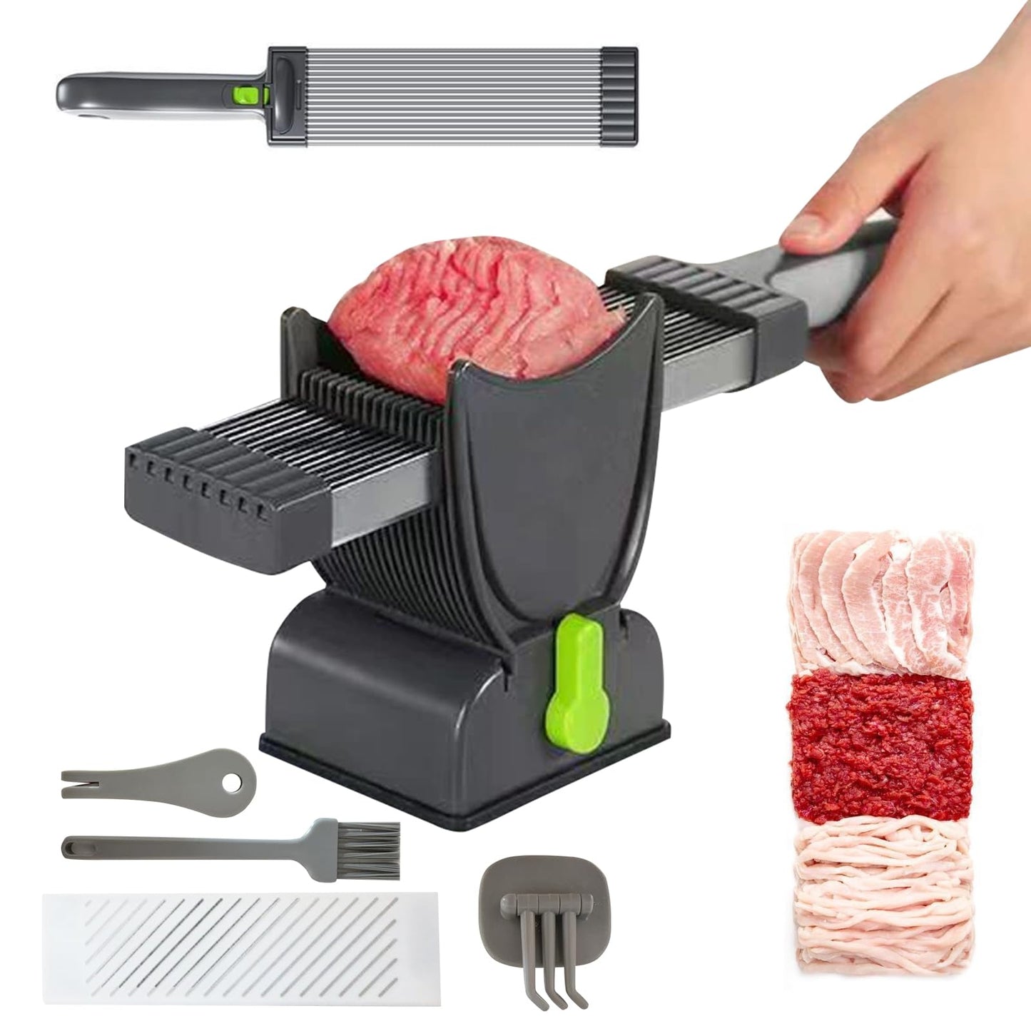 Meat Slicer, Stainless Steel All-purpose Slicer, Butcher's Hatchet Adjustable Meat Cutter, 2-4 mm Thick, Manual Meat Cutting Machine for Meat, Cheese, etc. (Pack of 1)