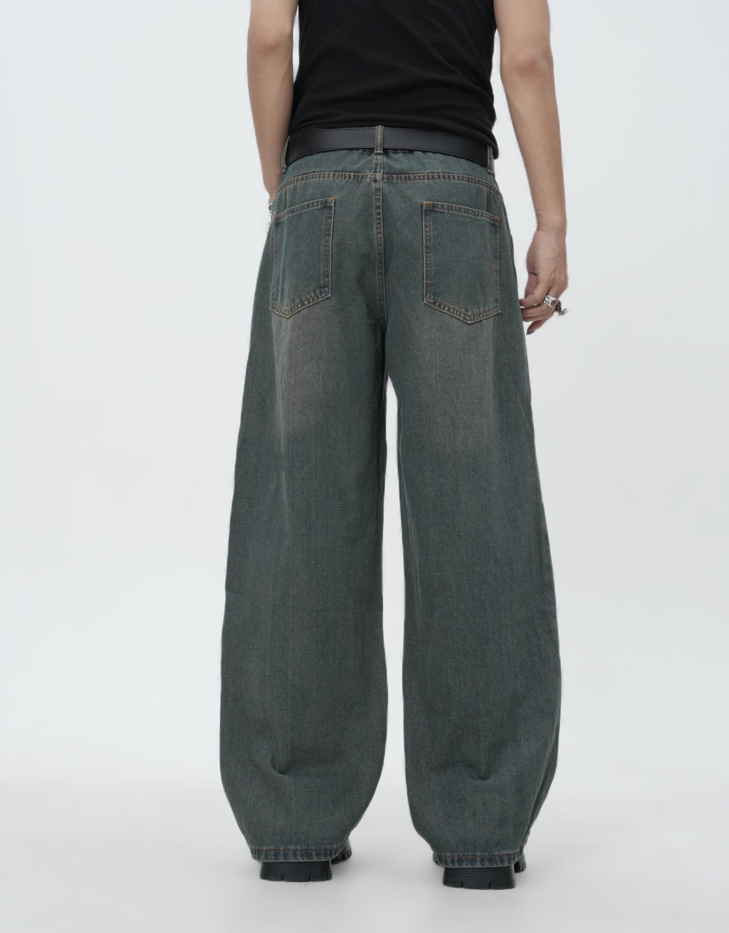 Zewool Men’s Diagonal Button Baggy Jeans