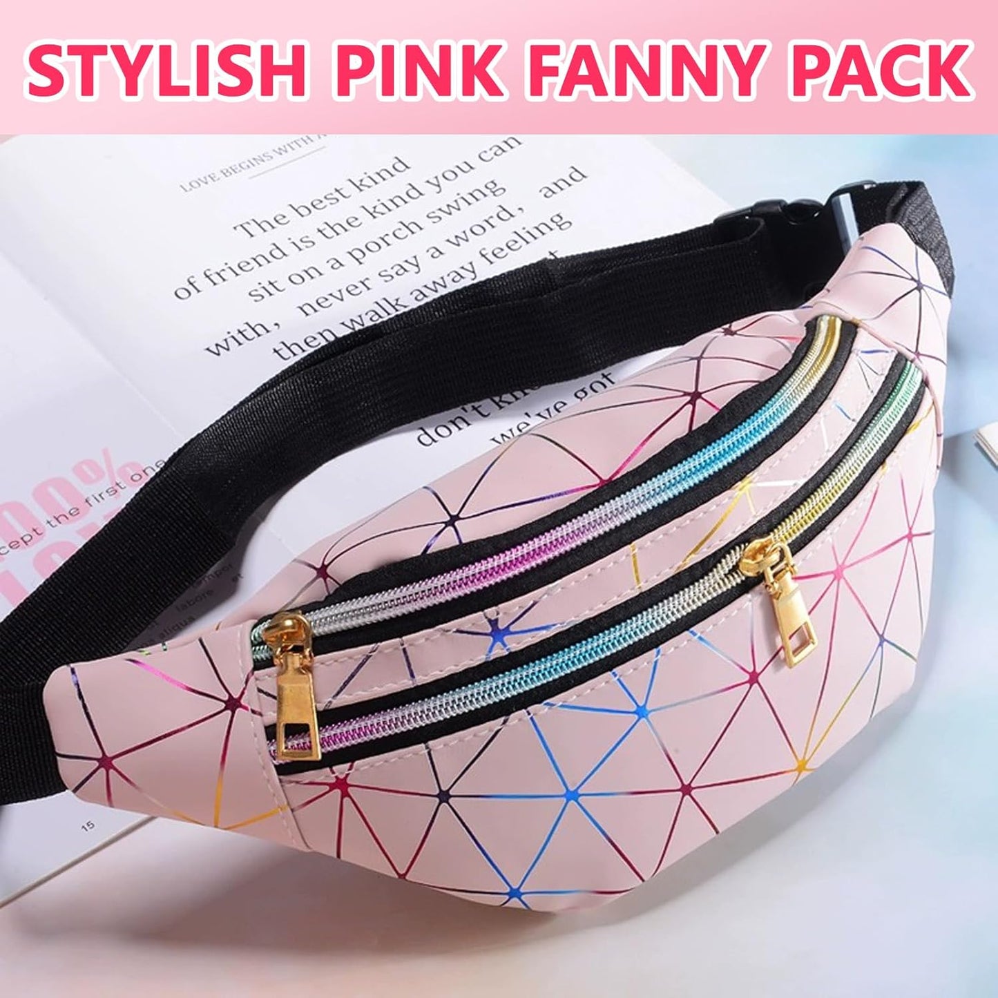 Thoquene Pink Waist Bag with Butterfly Pendant