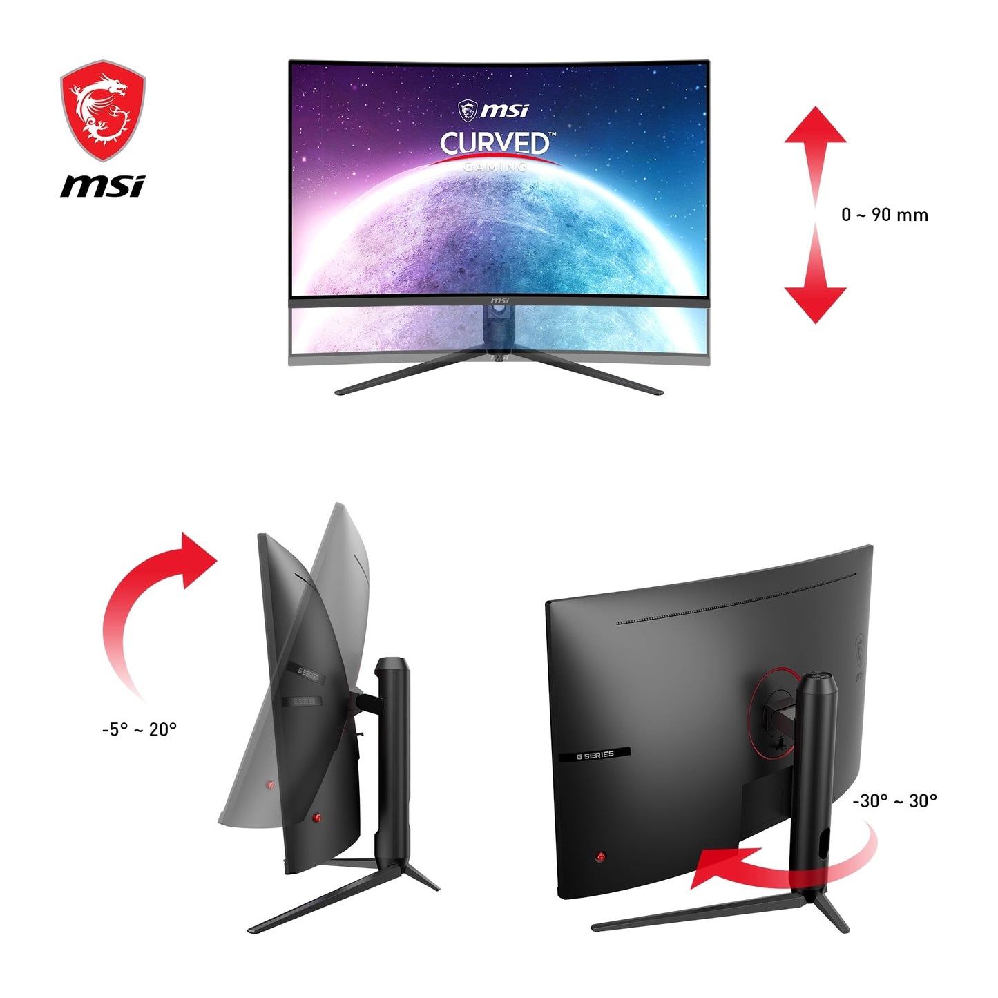 MSI G2422C 23,6 Zoll FHD Curved Gaming Monitor - 1500R 1920 x 1080 VA Panel, 180Hz / 1ms, Adaptive Sync - DP 1.2a, HDMI 2.0b CEC