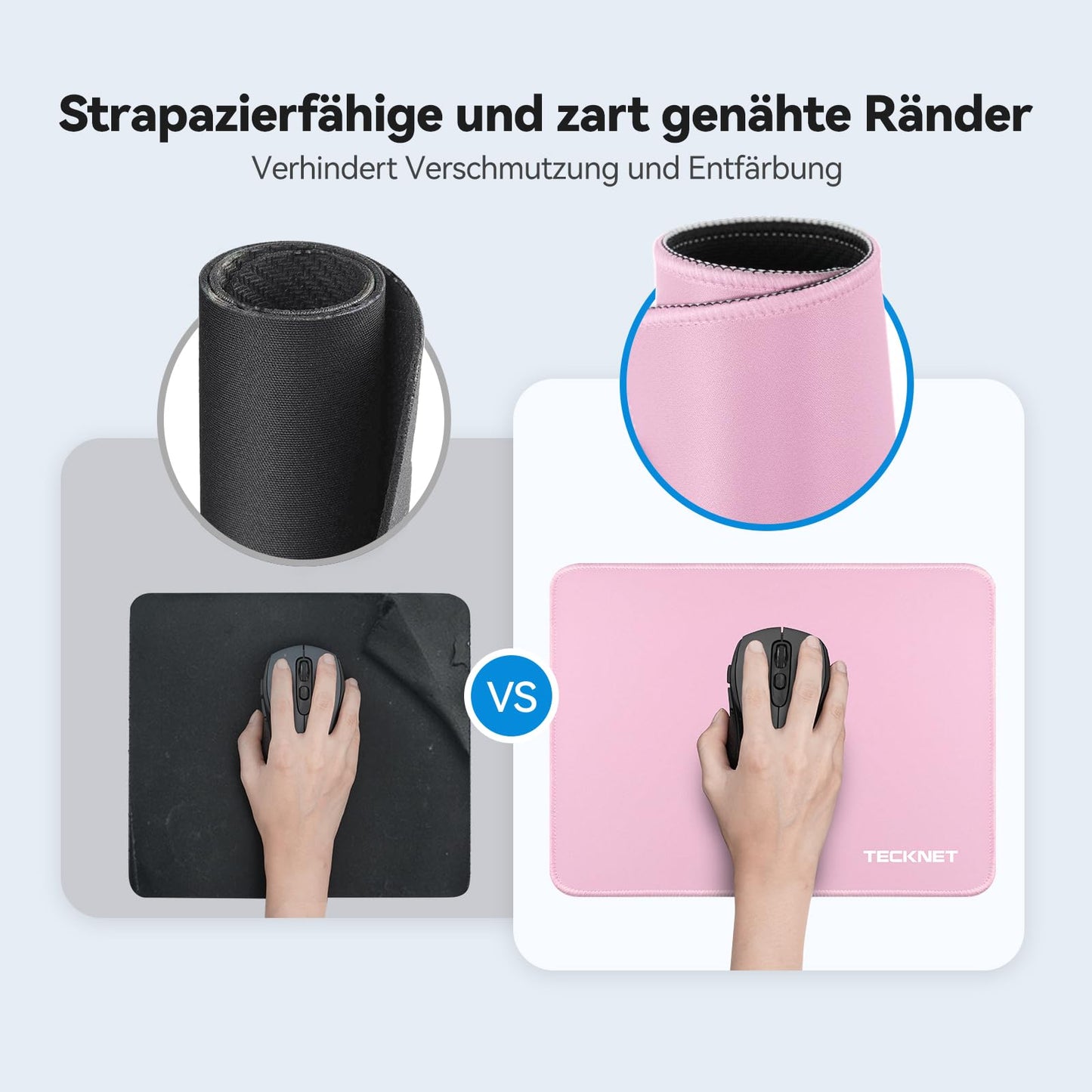 TECKNET Mauspad, 280 x 210 mm Gaming Mousepad mit Wasserdicht und Rutschfester Gummi für PC-Büro, Arbeit, Gaming, Studium, Laptop, Computer, Zuhause-Schwarz