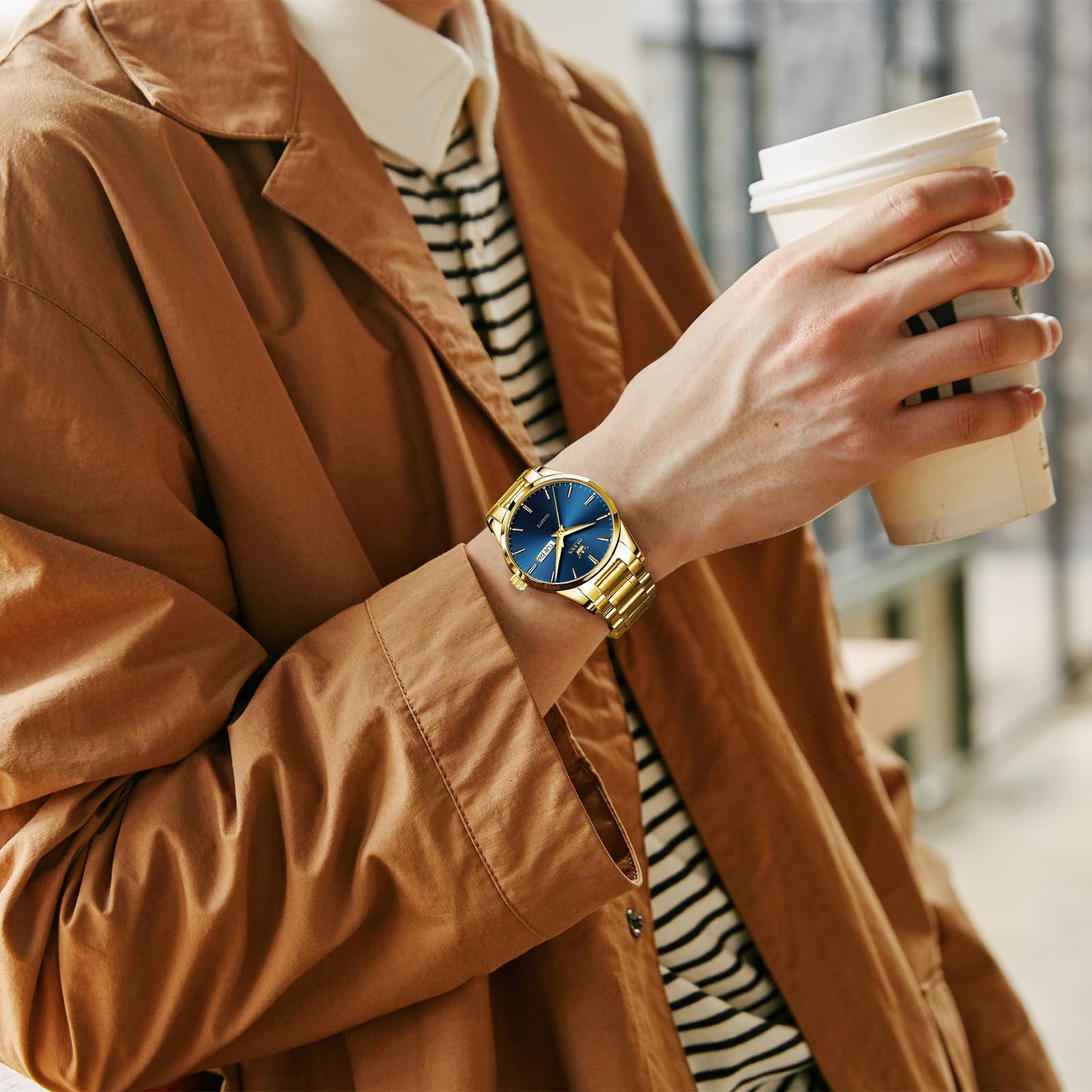 OLEVS Uhren Herren, Analoge Quarz Leucht Armbanduhr, wasserdichte Datum Edelstahl Herrenuhr, Klassische Mode Business Freizeituhren, Elegantes Geschenk für Männer