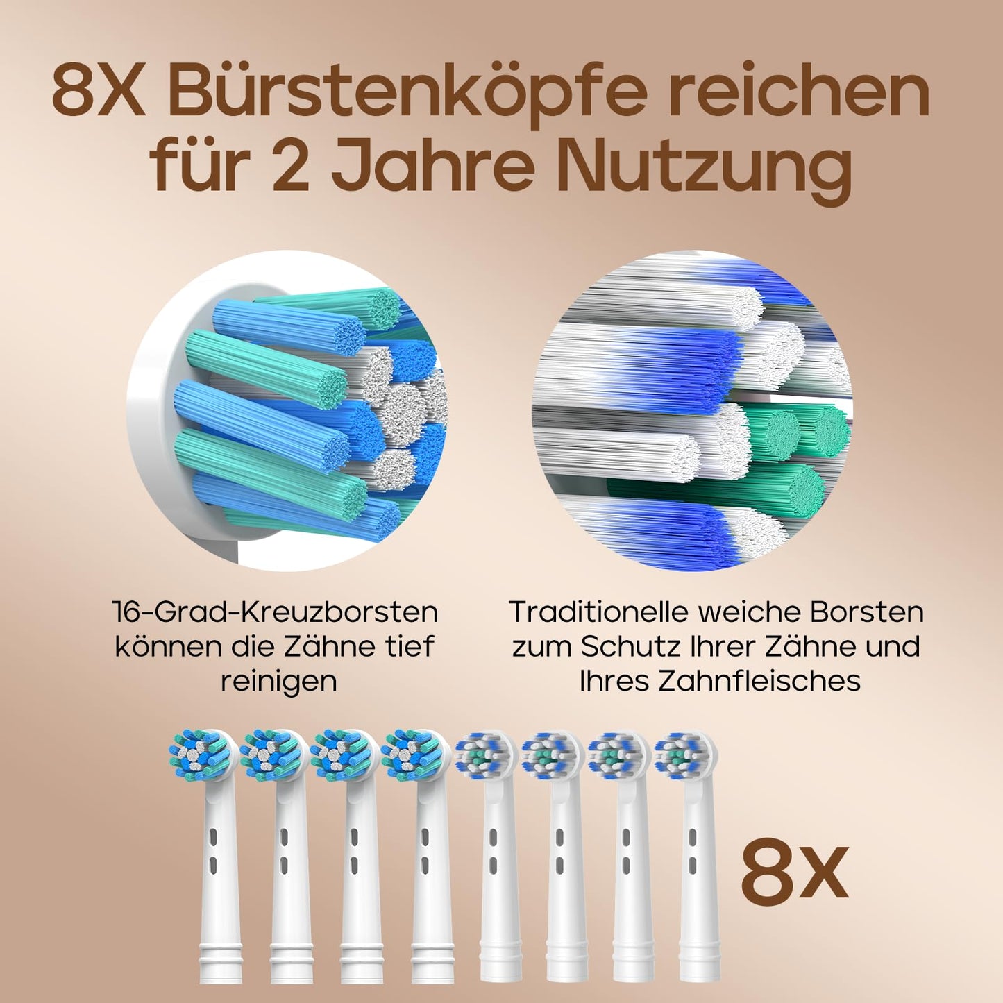 Seago Elektrische Zahnbürste mit 8 Runder Aufsteckbürsten, Rotierende Zahnbürste mit 5 Putzmodi, Elektrische Schallzahnbürste Zahnaufhellung in 14 Tagen, für Erwachsene Kinder(Schwarz)