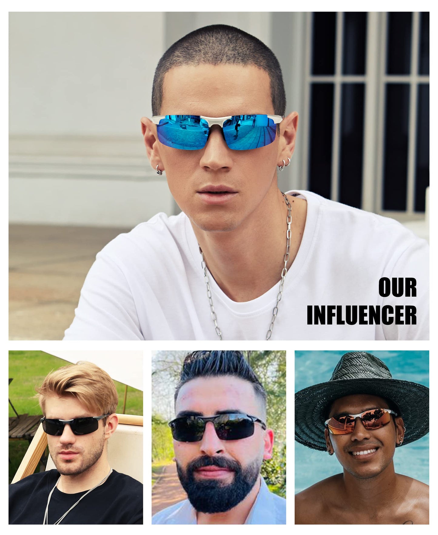 DUCO Herren Sportbrille Polarisierte Sonnenbrille Fahrerbrille Ultraleichte Al-Mg Metallrahmen UV400-Schutz Männer Sonnenbrillen 8177S