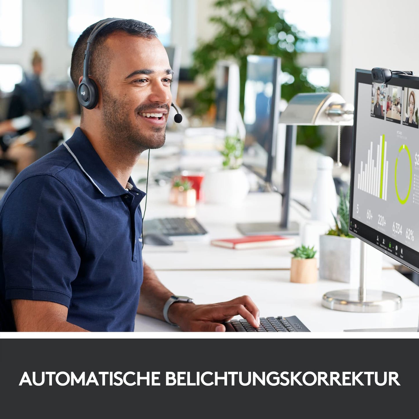 Logitech Brio 100 Full HD-Webcam für Meetings und Streaming, Auto-Lichtausgleich, integriertes Mikrofon, Abdeckblende, USB-A, für Microsoft Teams, Google Meet, Zoom und mehr - Graphit