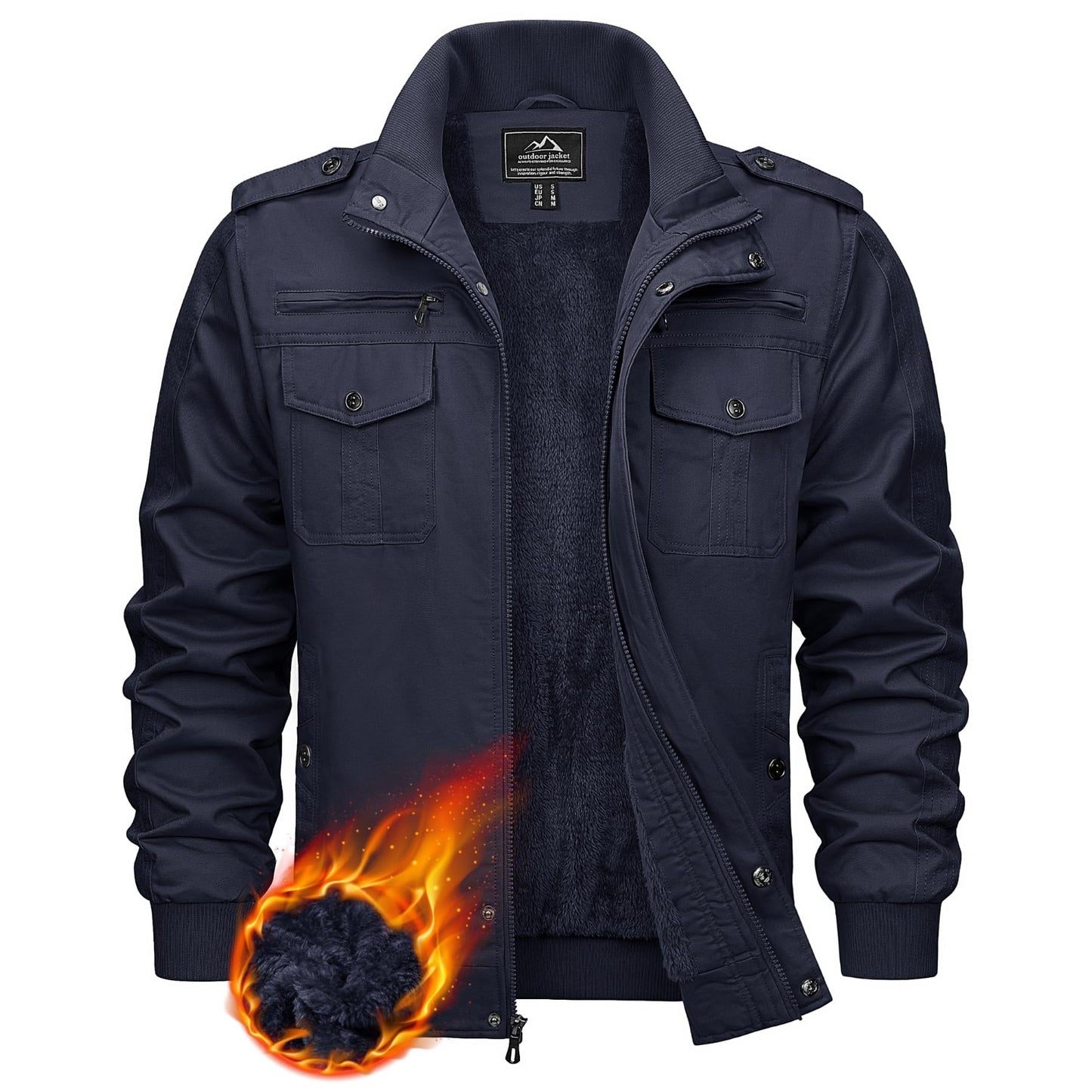 KEFITEVD Men’s Winter Fleece Jacket – Sherpa Lined Military Field Coat