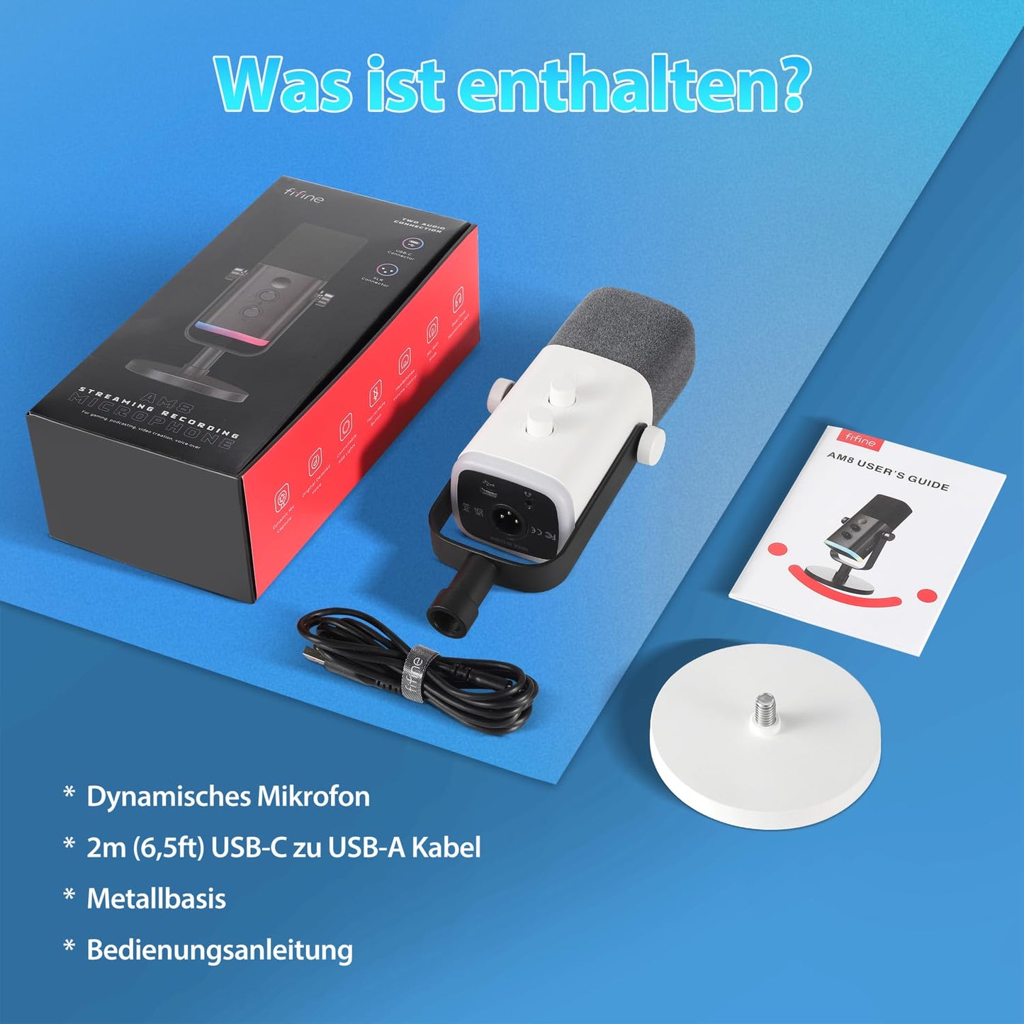 FIFINE XLR Streaming Microphone for Podcast Studio, USB Dynamic Microphone Gaming PC with Mute Button, for PS4/5 Mac Mixer Sound Cards