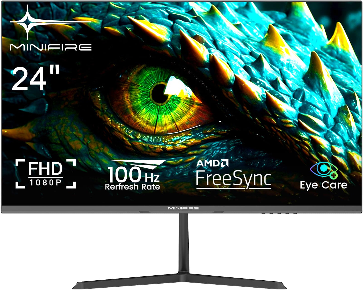 Minifire 24 Inch Monitor, 100 Hz, IPS, Full HD (1920 x 1080), AMD FreeSync, sRGB110%, Frameless Screen, Eye Care, HDMI Type-C, Adjustable Tilt, VESA (MF24X3A Type-C Cable Included)