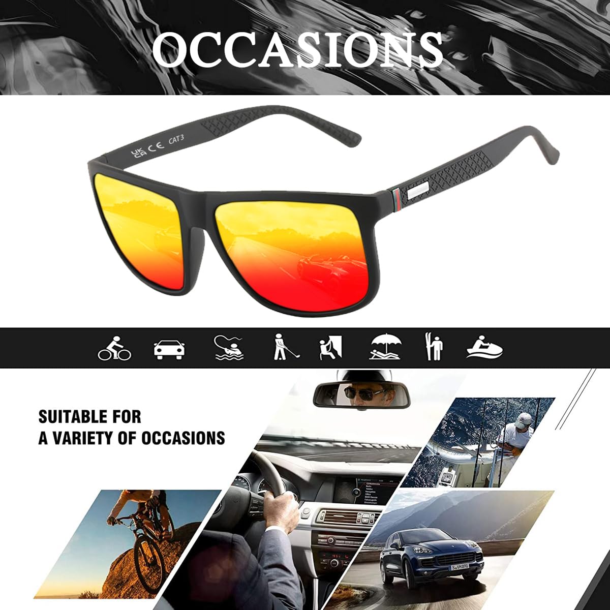 Perfectmiaoxuan Polarisierte Sonnenbrille Herren/Damen ; Vintage/Klassisch/Elegant Brillengestell; HD-Pilotobjektive; Golf/Fahren/Angeln/Reisebrille/Outdoor-Sportarten Mode Sonnenbrille