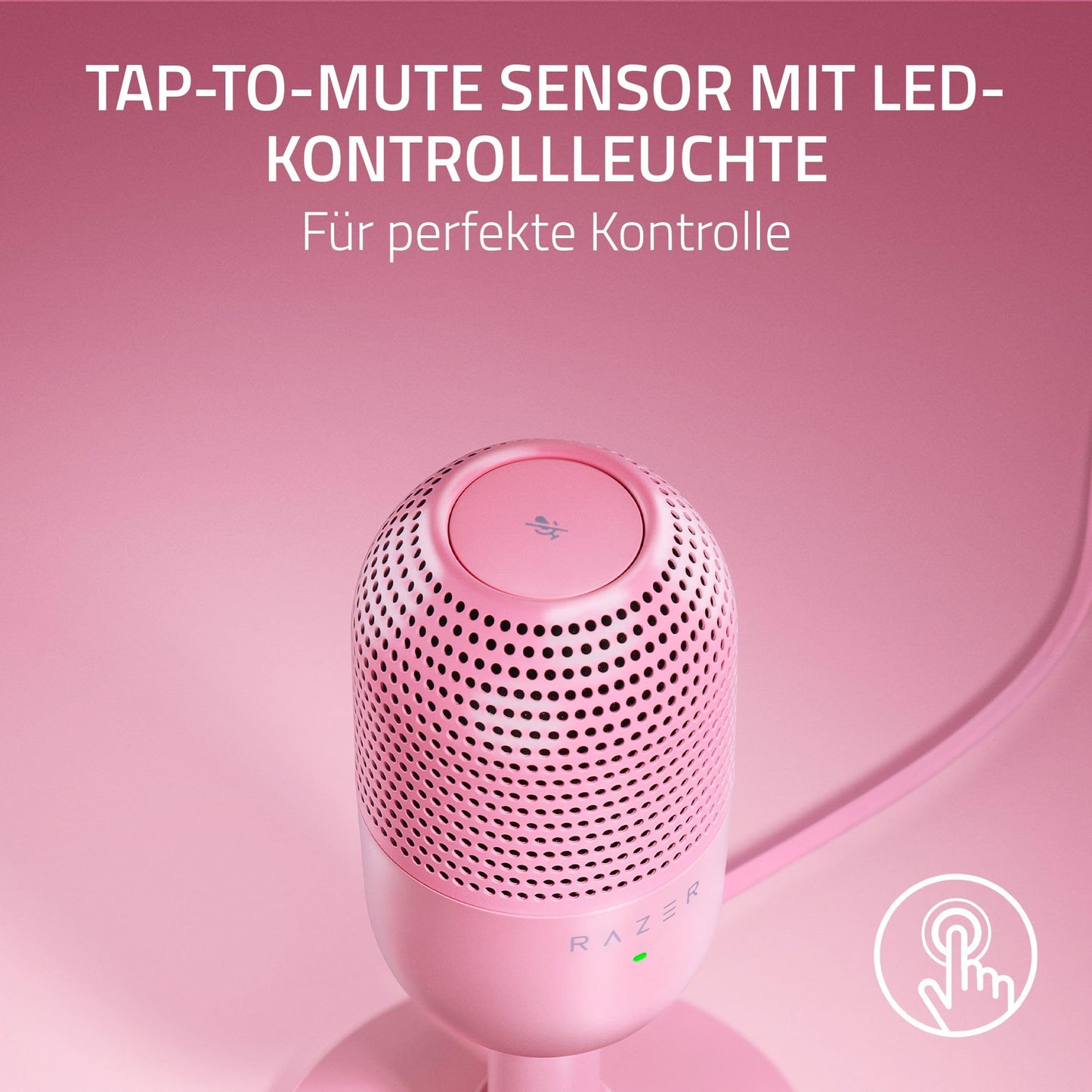 Razer Seiren V3 Mini - Ultrakompaktes USB-Mikrofon (14mm Supernieren Kondensatormikrofon, Tap-to-Mute-Sensor mit LED-Anzeige, integrierter Stoßdämpfer, Plug-and-Play Design) Schwarz