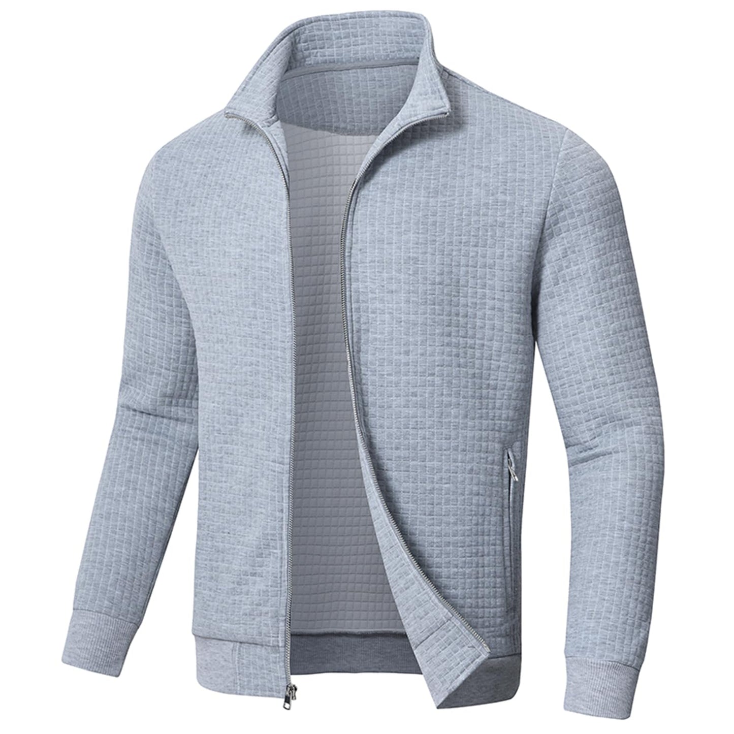 Men’s Transitional Jacket – Lightweight Winter Jacquard Coat with Zipper Pocket
