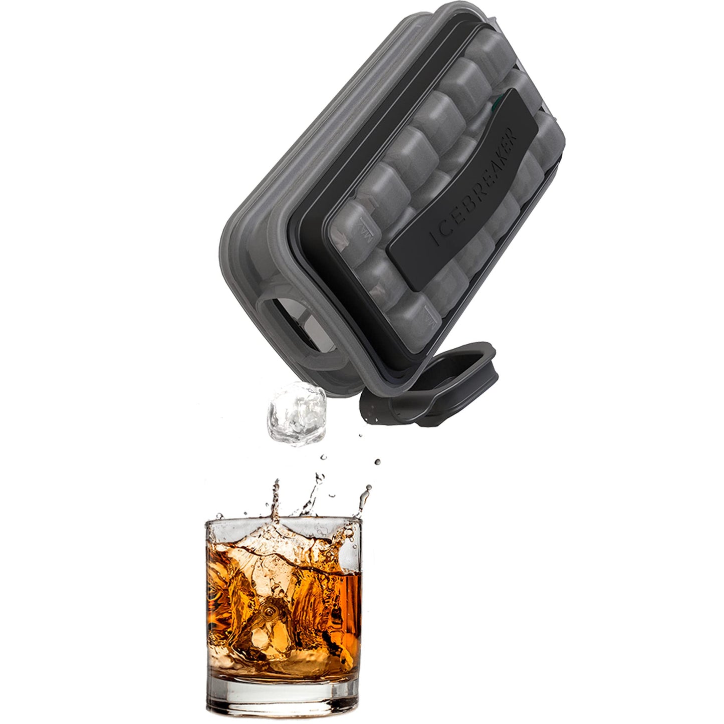 ICEBREAKER POP 2.0 ice cube tray - Make and serve ice without touching the ice - The hygienic ice container for the freezer - Silicone container with lid - 18 ice cubes (2 pieces)