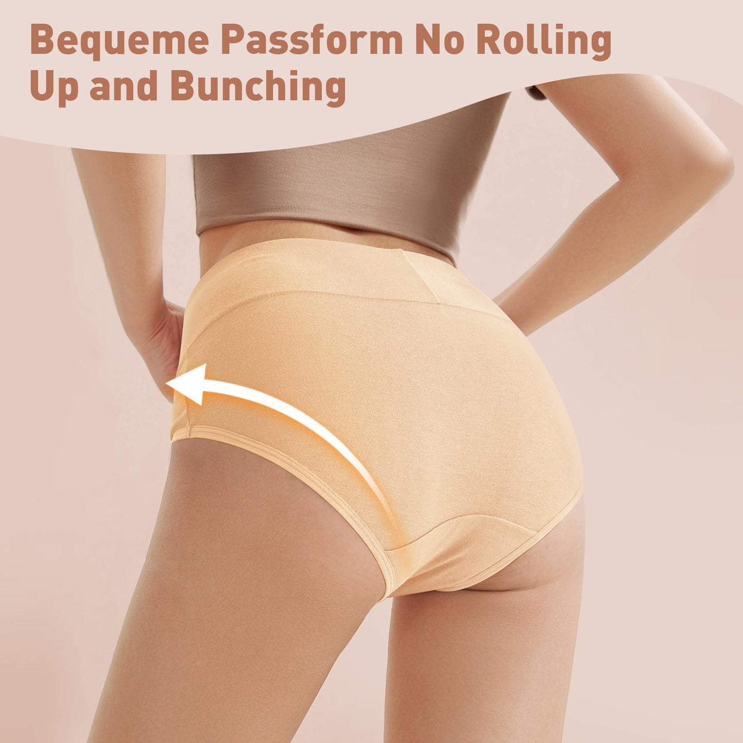 Women's High Waist Cotton Briefs Underwear 6-Pack