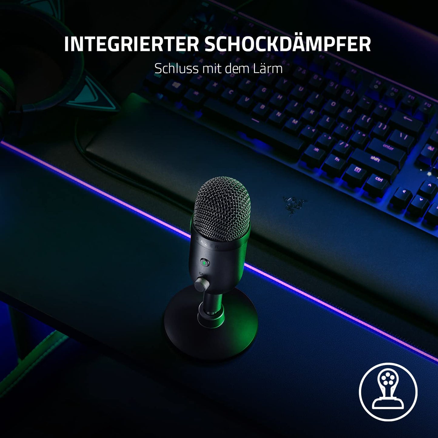 Razer Seiren V3 Mini - Ultrakompaktes USB-Mikrofon (14mm Supernieren Kondensatormikrofon, Tap-to-Mute-Sensor mit LED-Anzeige, integrierter Stoßdämpfer, Plug-and-Play Design) Schwarz