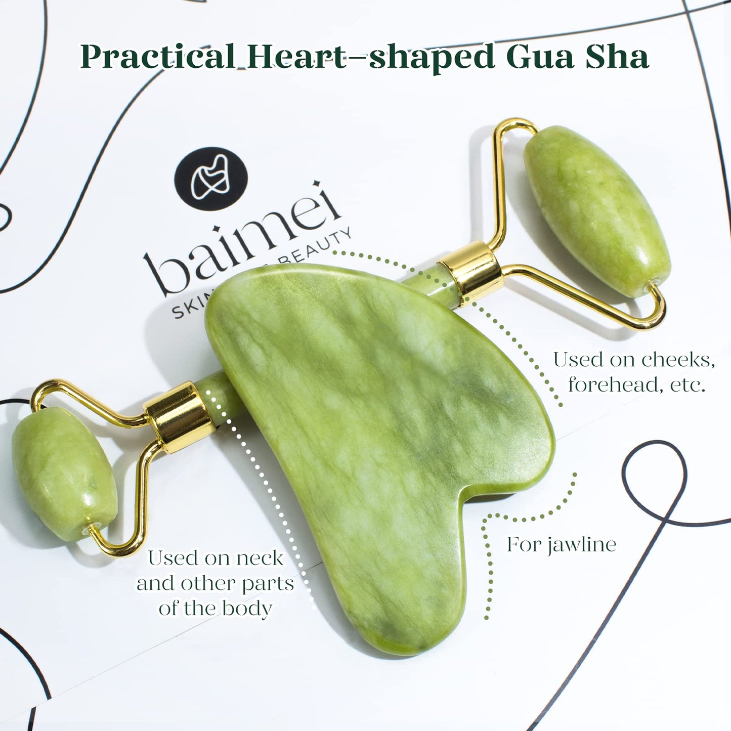 BAIMEI Jade Roller & Gua Sha Set