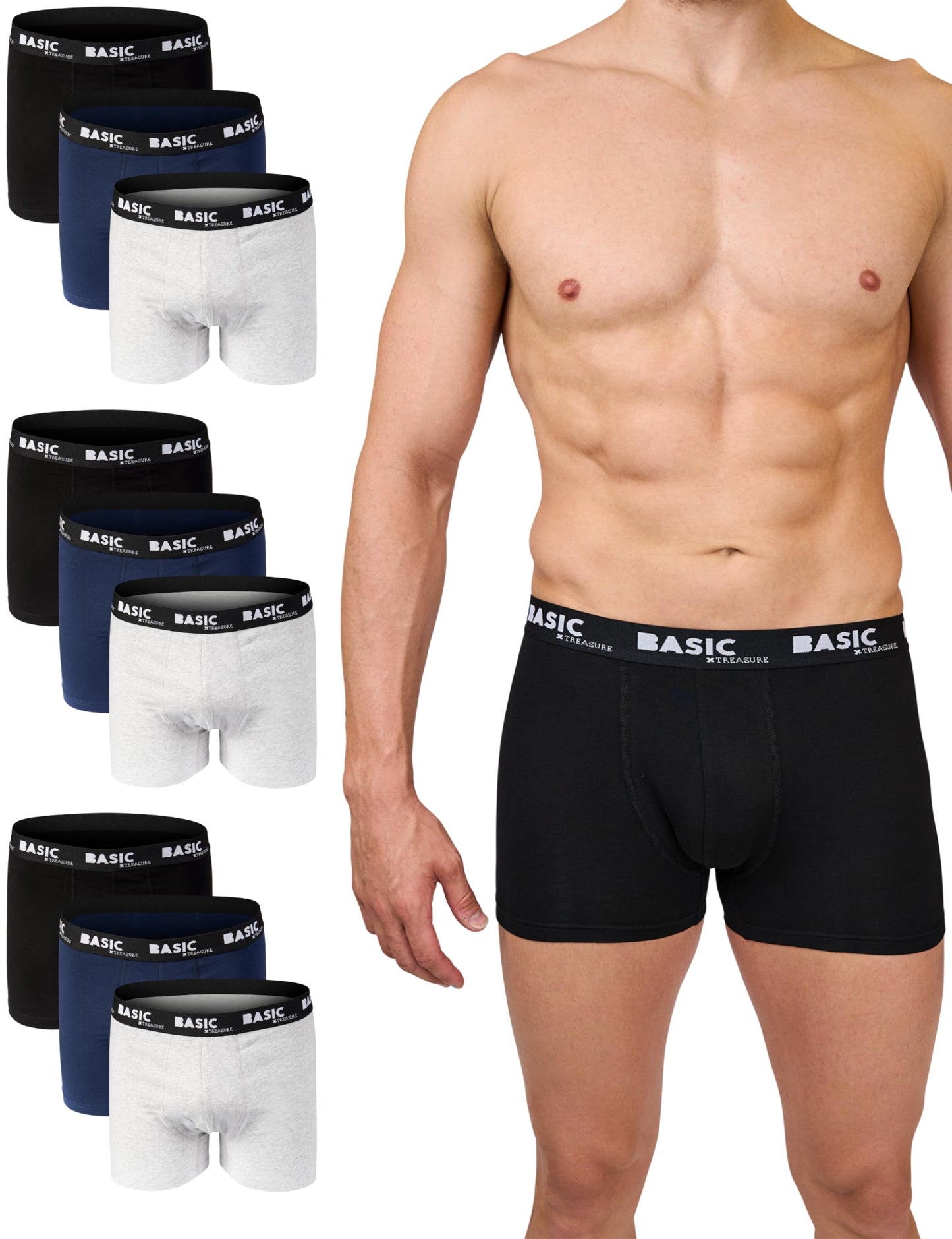Basic Treasure 8/9-Pack Men’s Boxer Shorts
