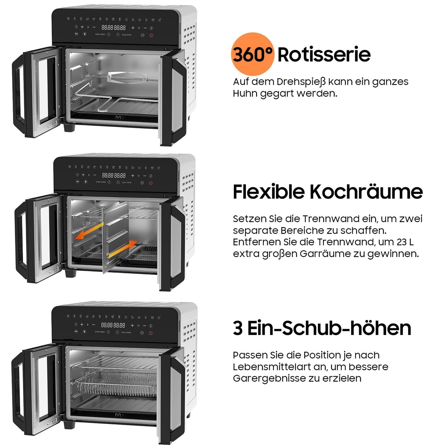 iceagle Heißluftfritteuse 6,5 L Airfryer XL - Fritteuse Ohne Fett mit Metallinnenraum | 1700W Heissluftfriteuse mit 8 Kochprogramme, Digitalem Display, mit deutschem Rezeptbuch