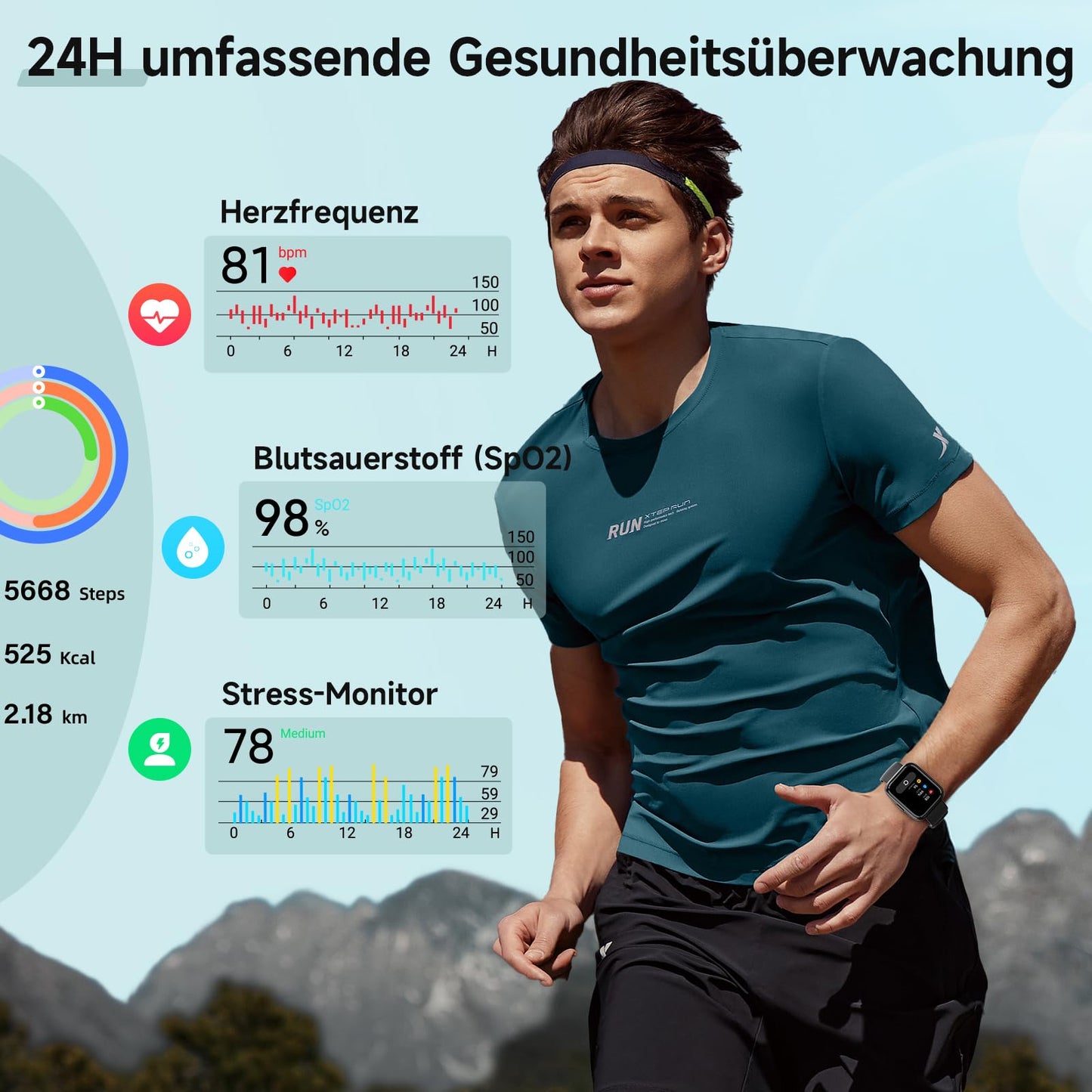 Smartwatch Damen Herren, Smart Watch mit Telefonfunktion Alexa, 1,8" Fitnessuhr Damen Sportuhr mit 100 Sportmodi & IP68, Herzfrequenz SpO2 Schlafmonitor, Armbanduhr Schrittzähler Uhr für Android iOS