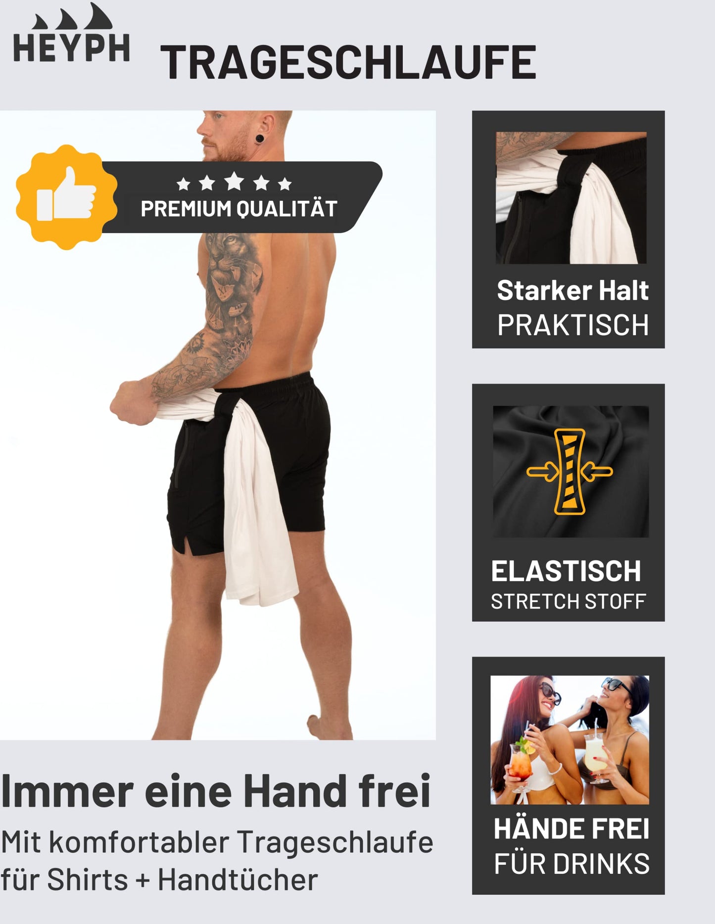 Men’s Designer Swim Shorts – Short Length with Zipper Pockets