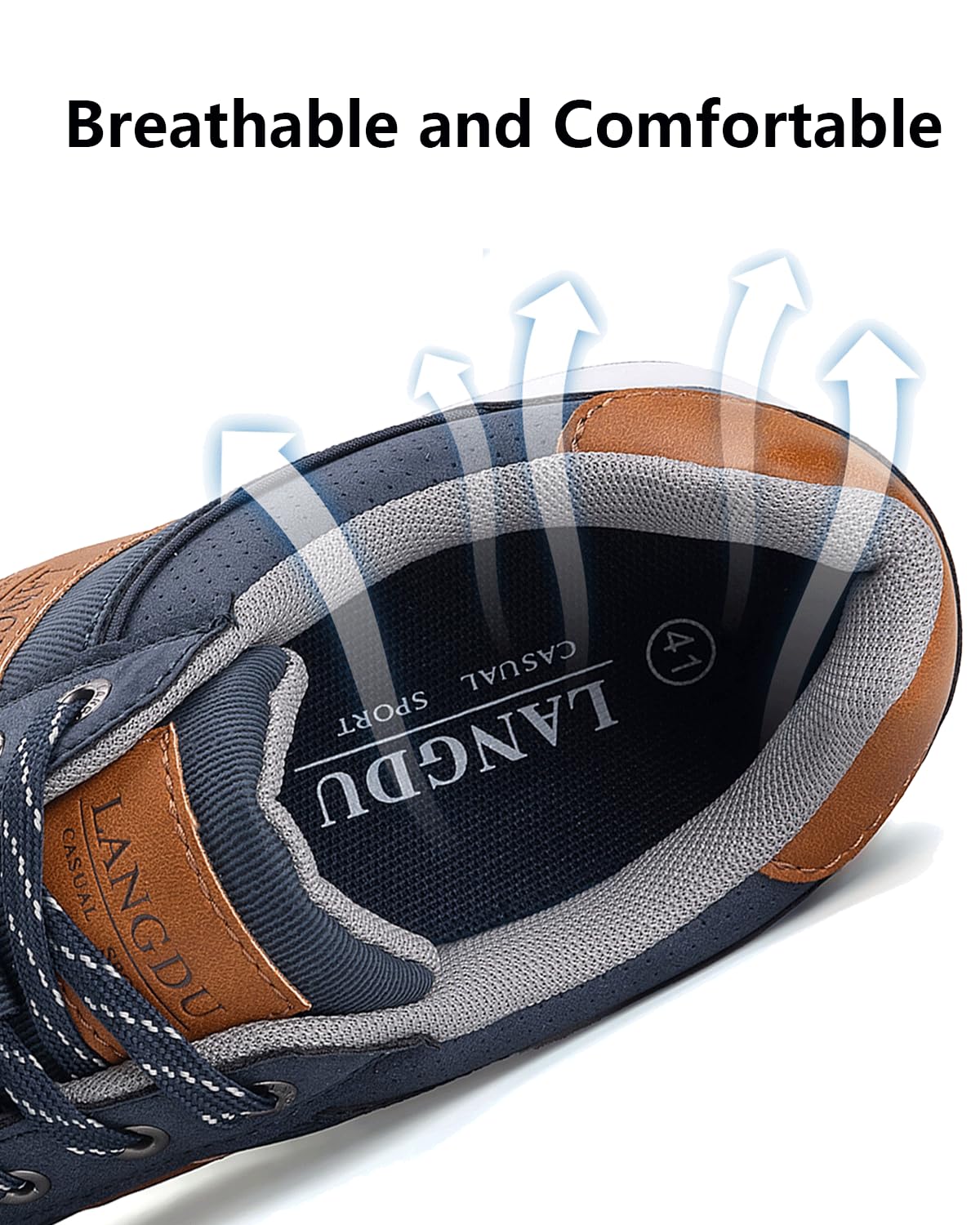 LANGDU Men’s Casual Sneakers – Lightweight Breathable Walking Sports Shoes