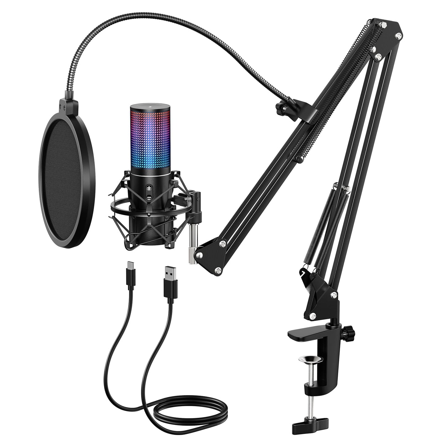 USB Gaming Mikrofon PC, TONOR Podcast Kondensator Microphone Kit Nierencharakteristik mit Arm Ständer Popschutz, Brodcasting Mic Studio Mikro, Mikrophon für Streaming Aufnahme YouTube Twitch PS4/5, Q9