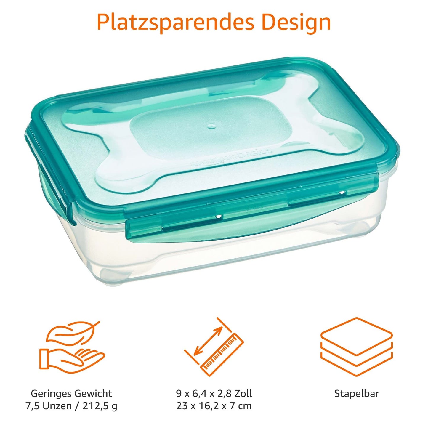 Amazon Basics Gefrierbehälter im Set, mit Deckel, luftdicht, auslaufsicher, stapelbar, für Kühlschrank/Gefriertruhe, BPA-frei, Kunststoff, mikrowellen- und spülmaschinenfest, 6 Stück 1er-Pack, farblos